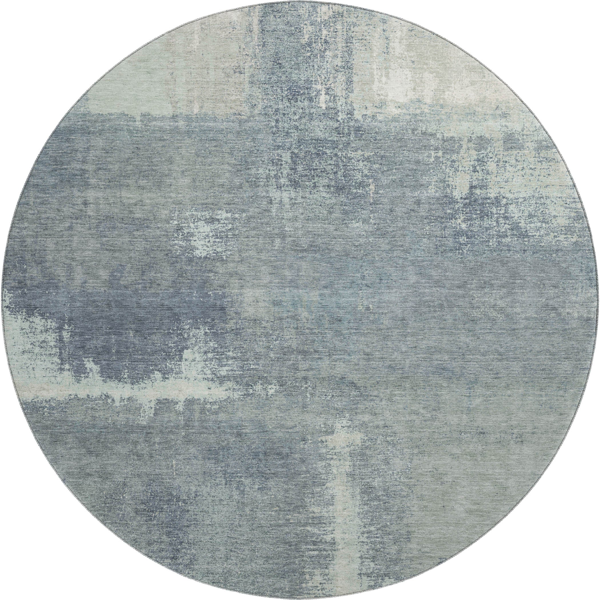 Bern Machine Washable Transitional Sage Green Rug 8' x 8' #shape_Round
