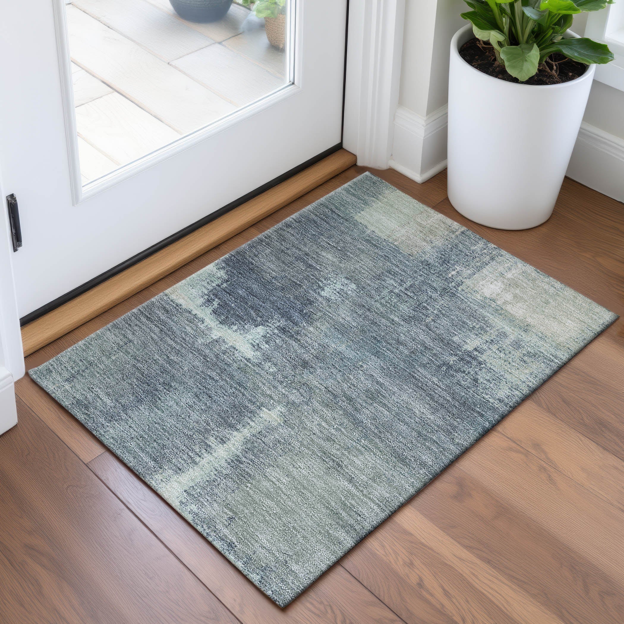 Bern Machine Washable Transitional Sage Green Rug 1'8" x 2'6" #shape_Rectangle
