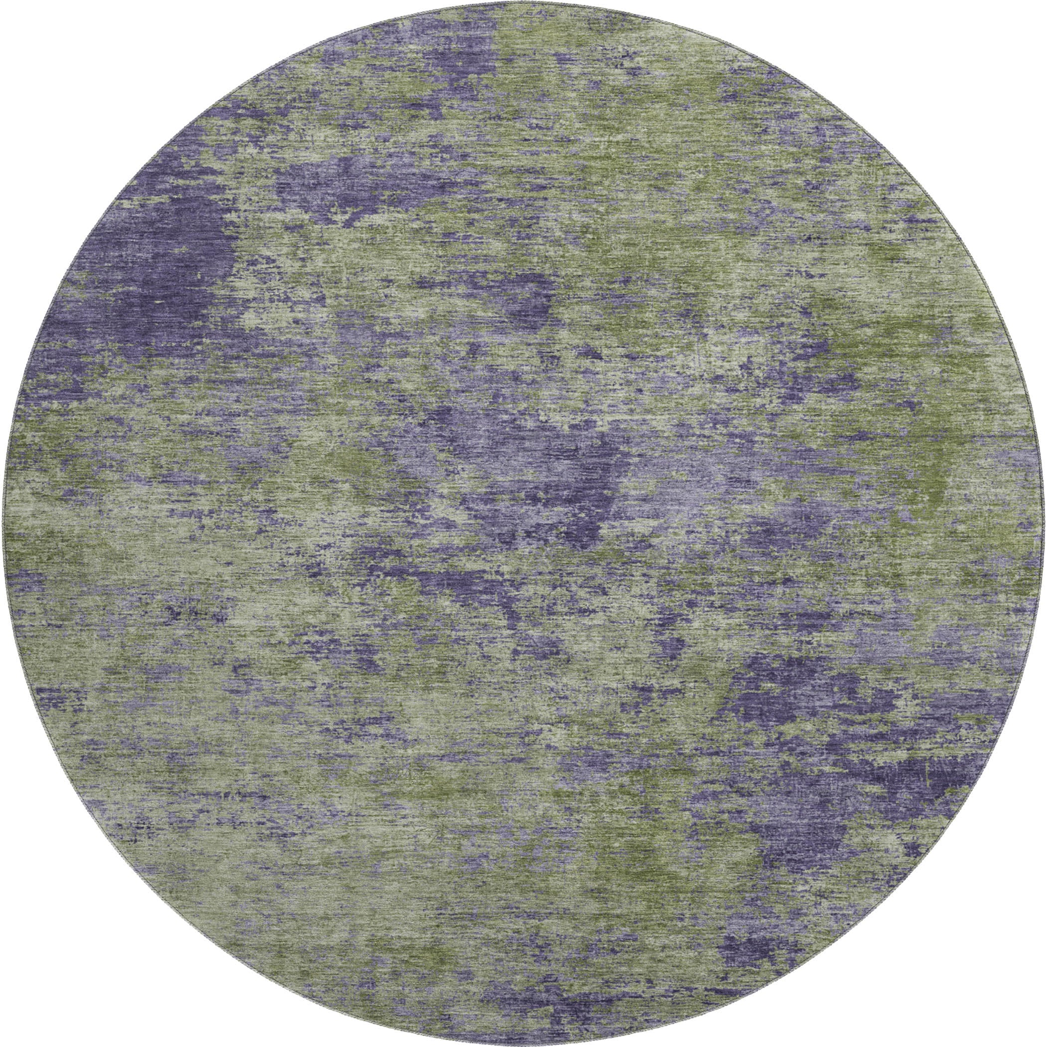 Colombo Machine Washable Transitional Olive Green Rug 8' x 8' #shape_Round