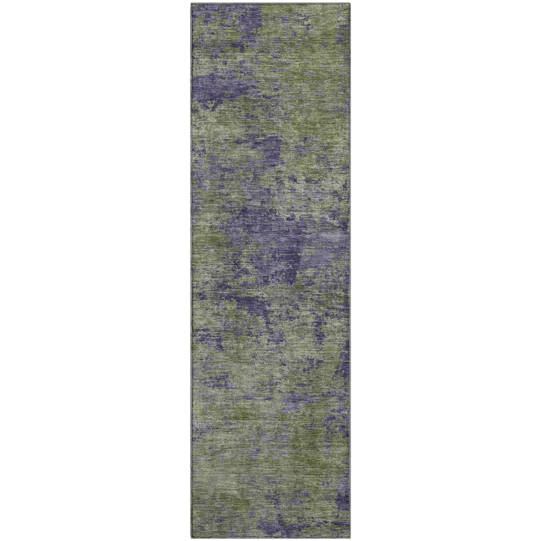 Colombo Machine Washable Transitional Olive Green Rug 2'3" x 7'6" #shape_Runner