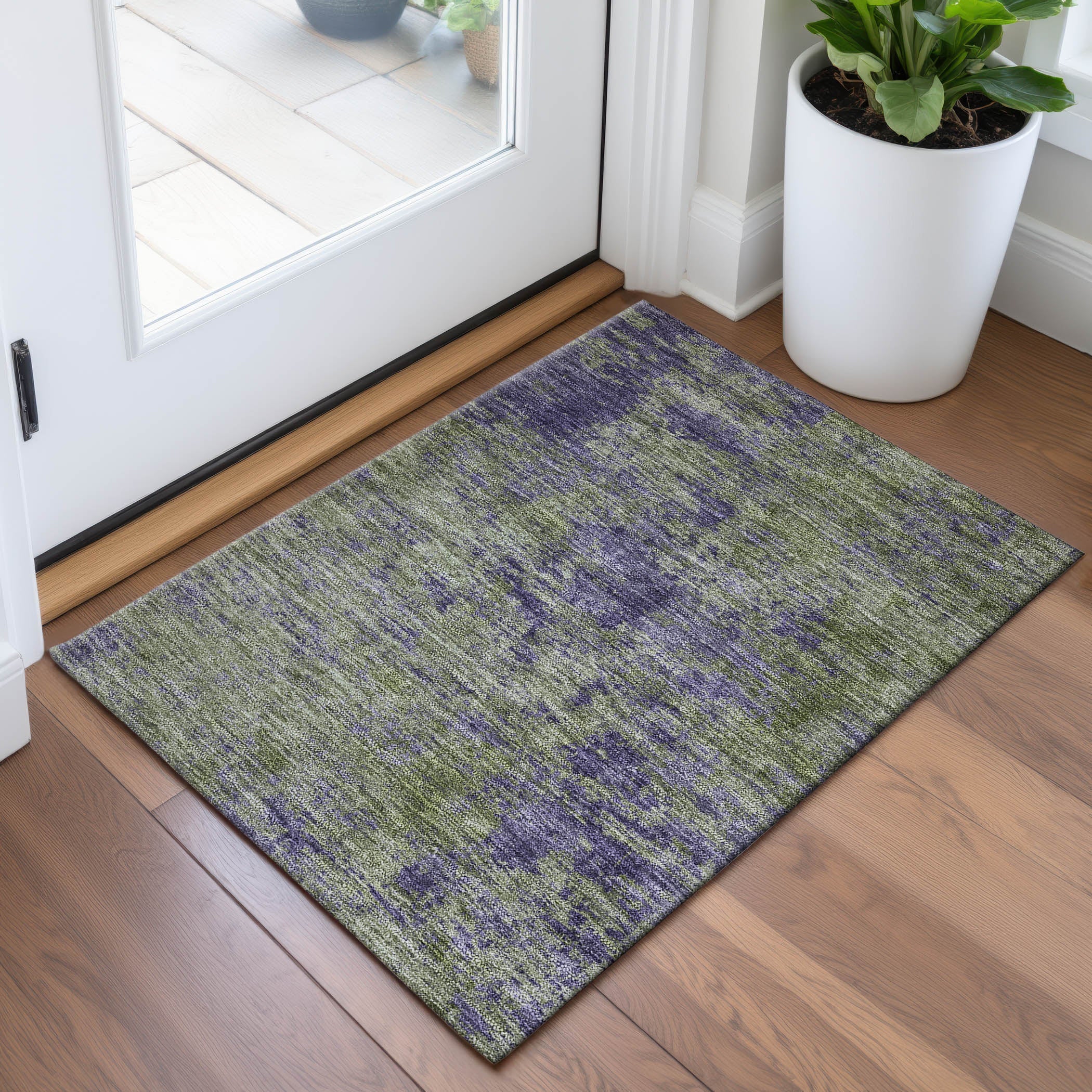 Colombo Machine Washable Transitional Olive Green Rug 1'8" x 2'6" #shape_Rectangle