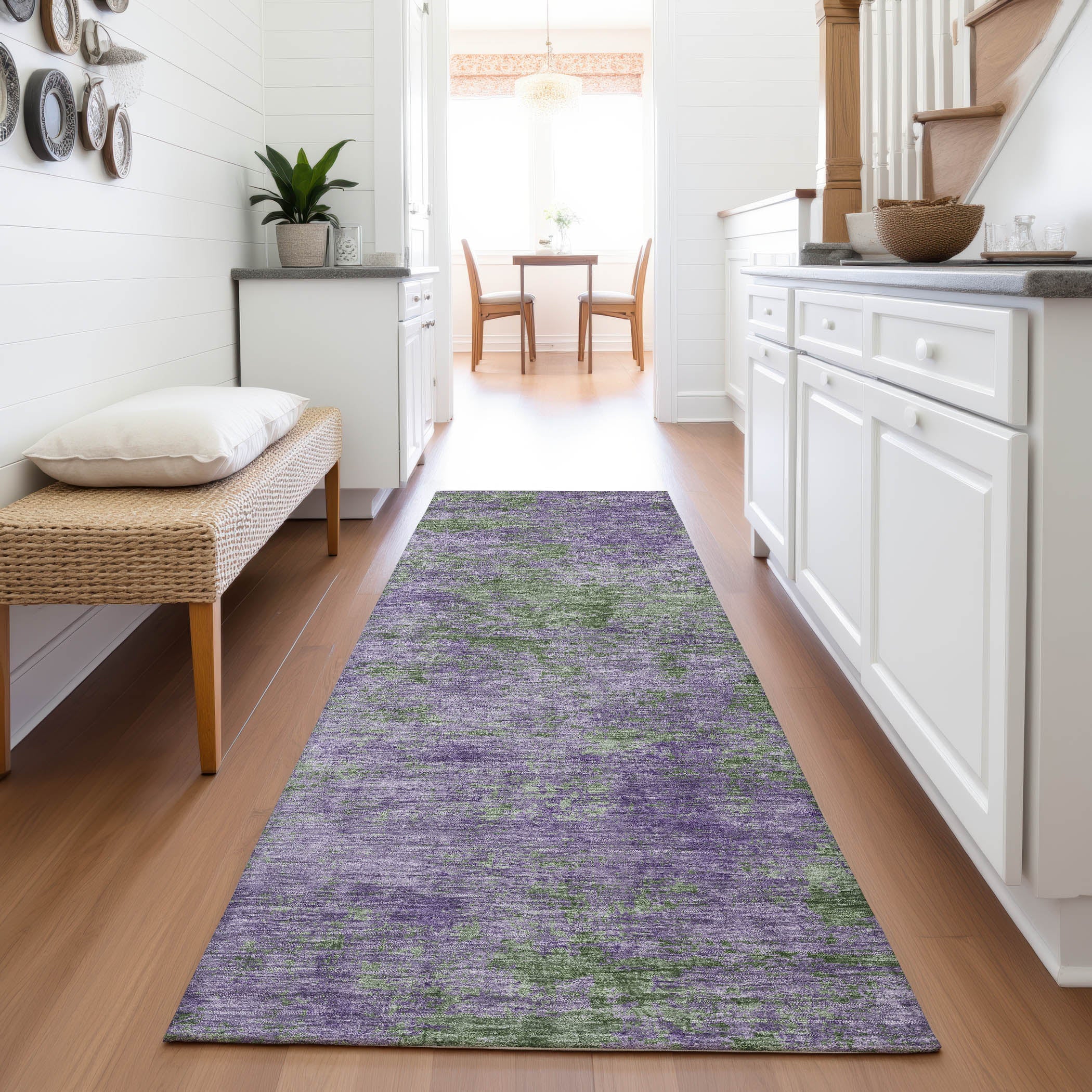 Colombo Machine Washable Transitional Purple Rug 2'3" x 7'6" #shape_Runner