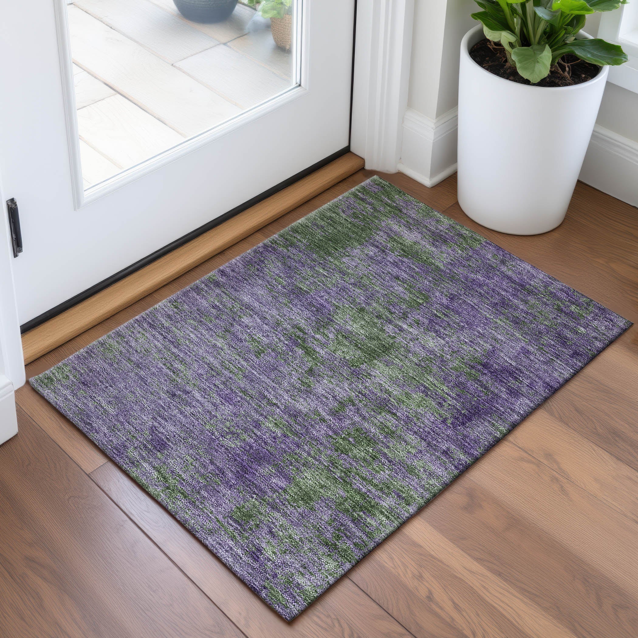 Colombo Machine Washable Transitional Purple Rug 1'8" x 2'6" #shape_Rectangle