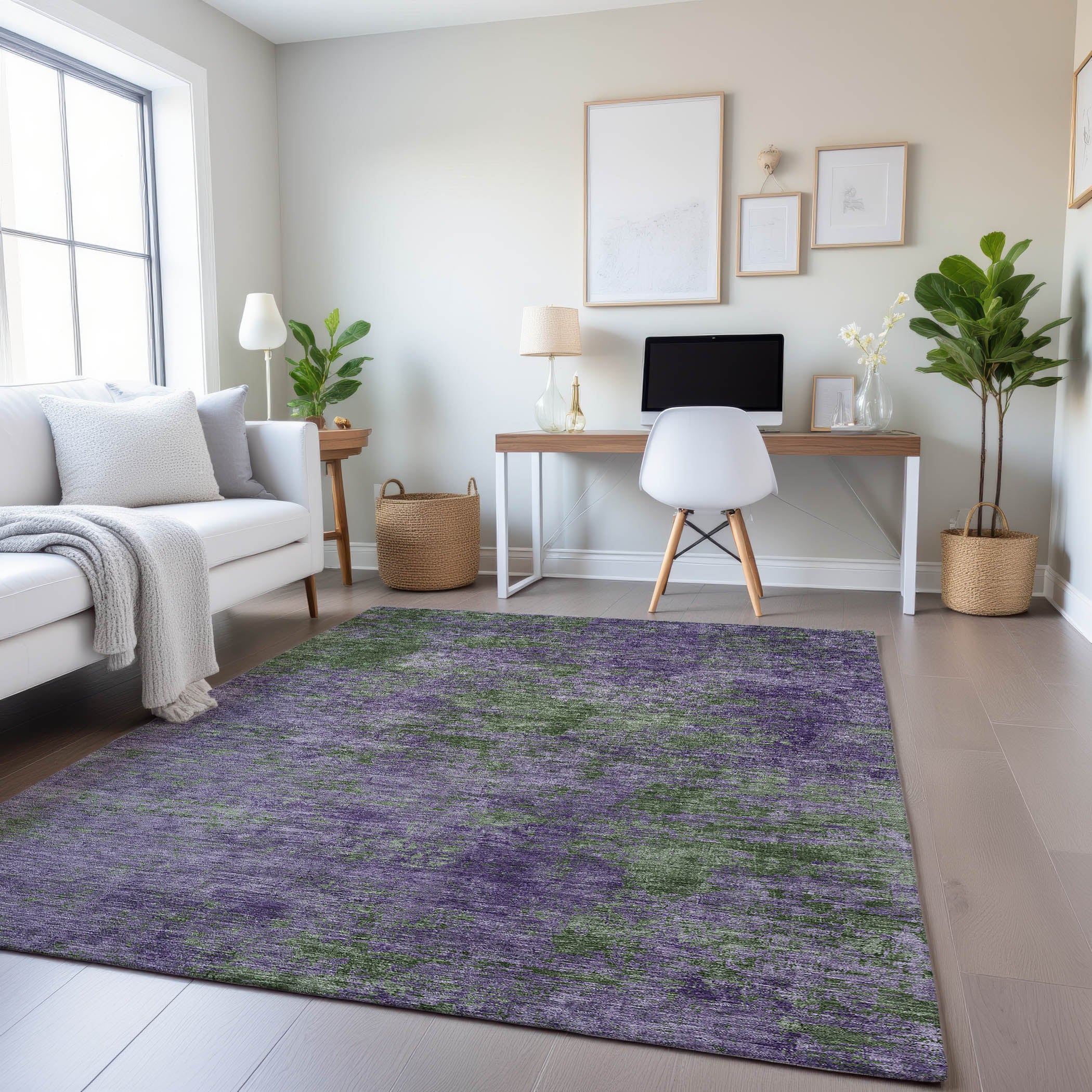Colombo Machine Washable Transitional Purple Rug 2'6" x 3'10" #shape_Rectangle