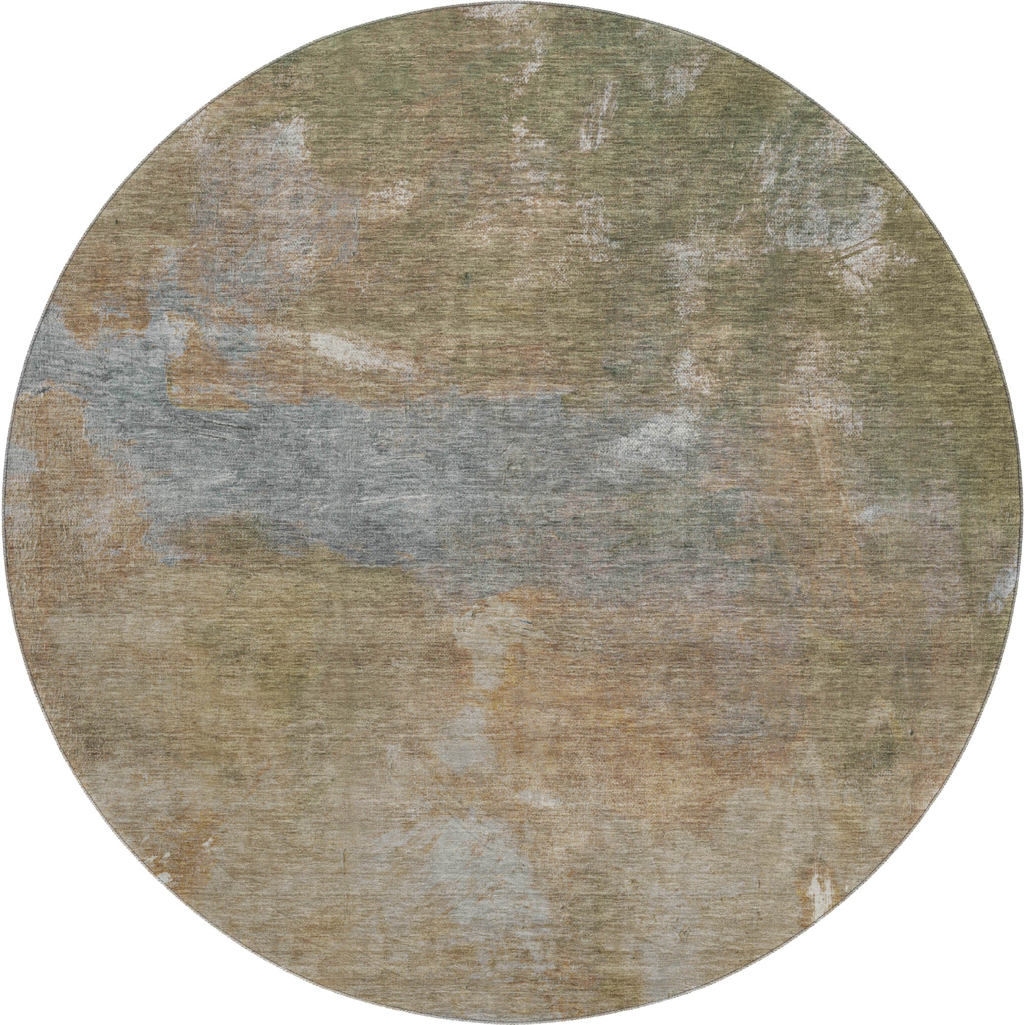 Seoul Machine Washable Transitional Copper Orange Rug 8' x 8' #shape_Round