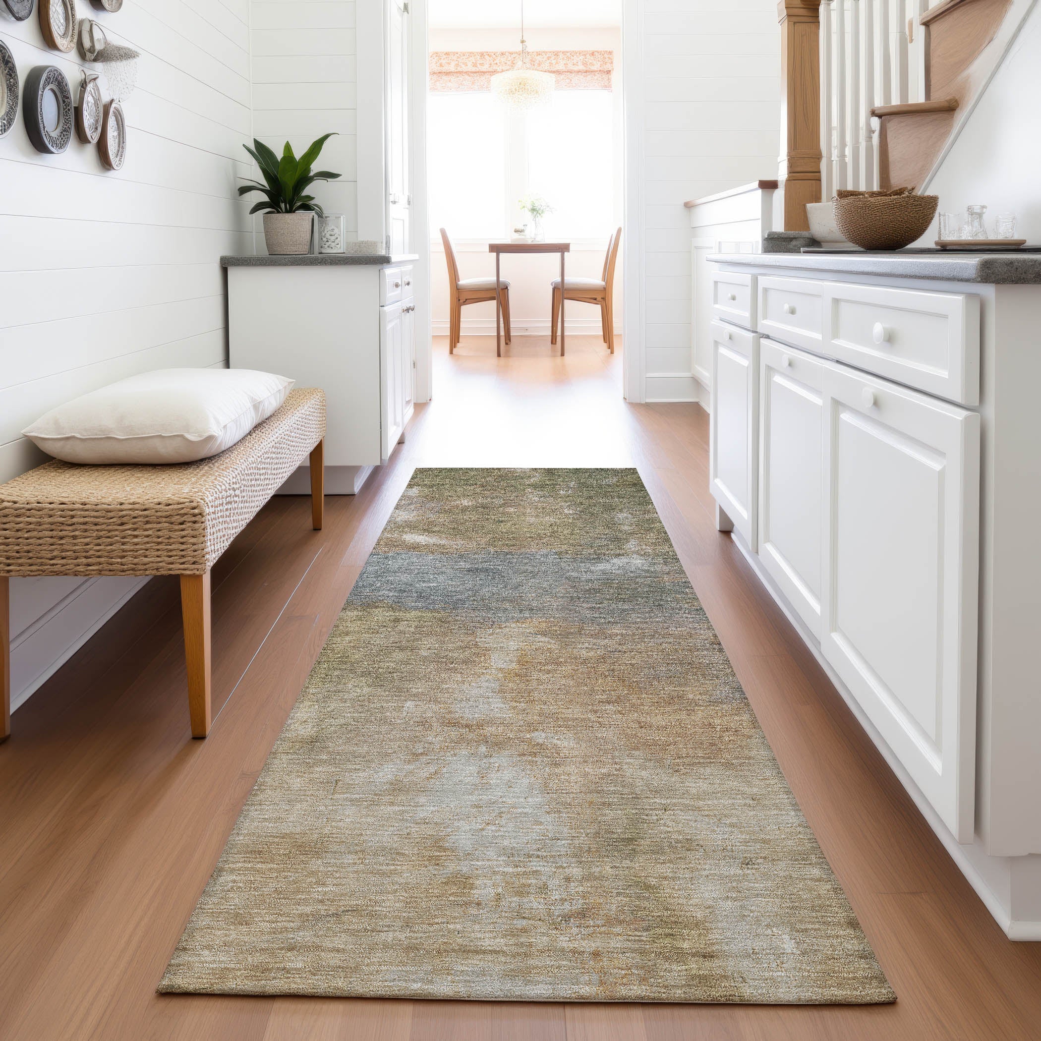 Seoul Machine Washable Transitional Copper Orange Rug 2'3" x 7'6" #shape_Runner
