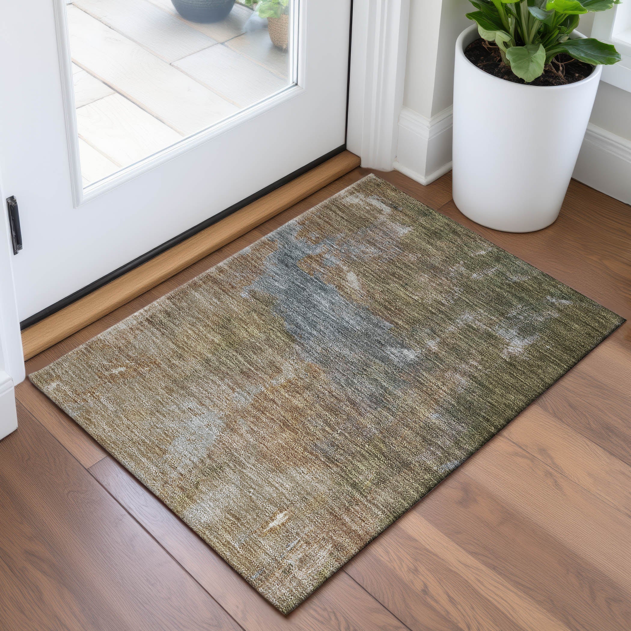 Seoul Machine Washable Transitional Copper Orange Rug 1'8" x 2'6" #shape_Rectangle