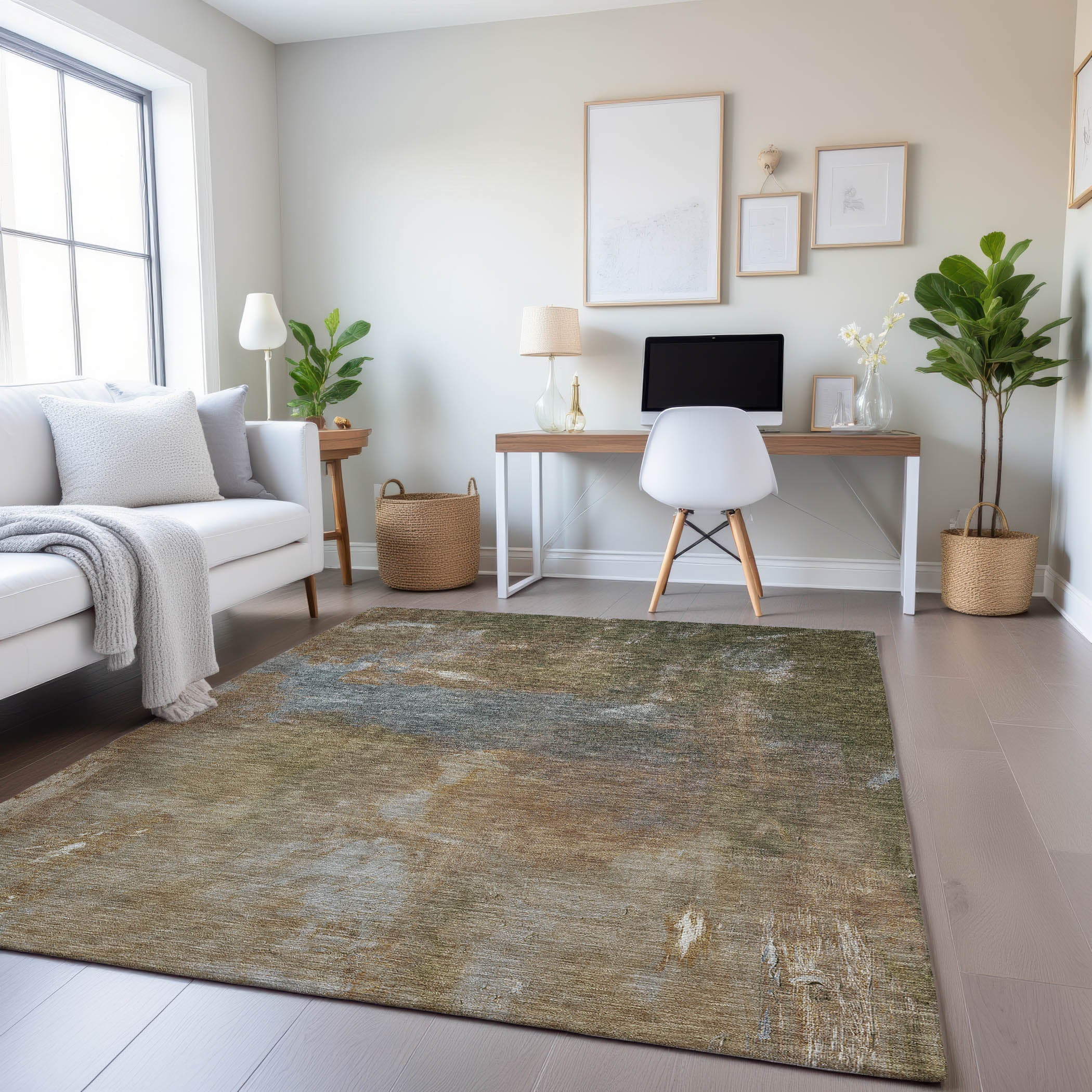Seoul Machine Washable Transitional Copper Orange Rug 2'6" x 3'10" #shape_Rectangle