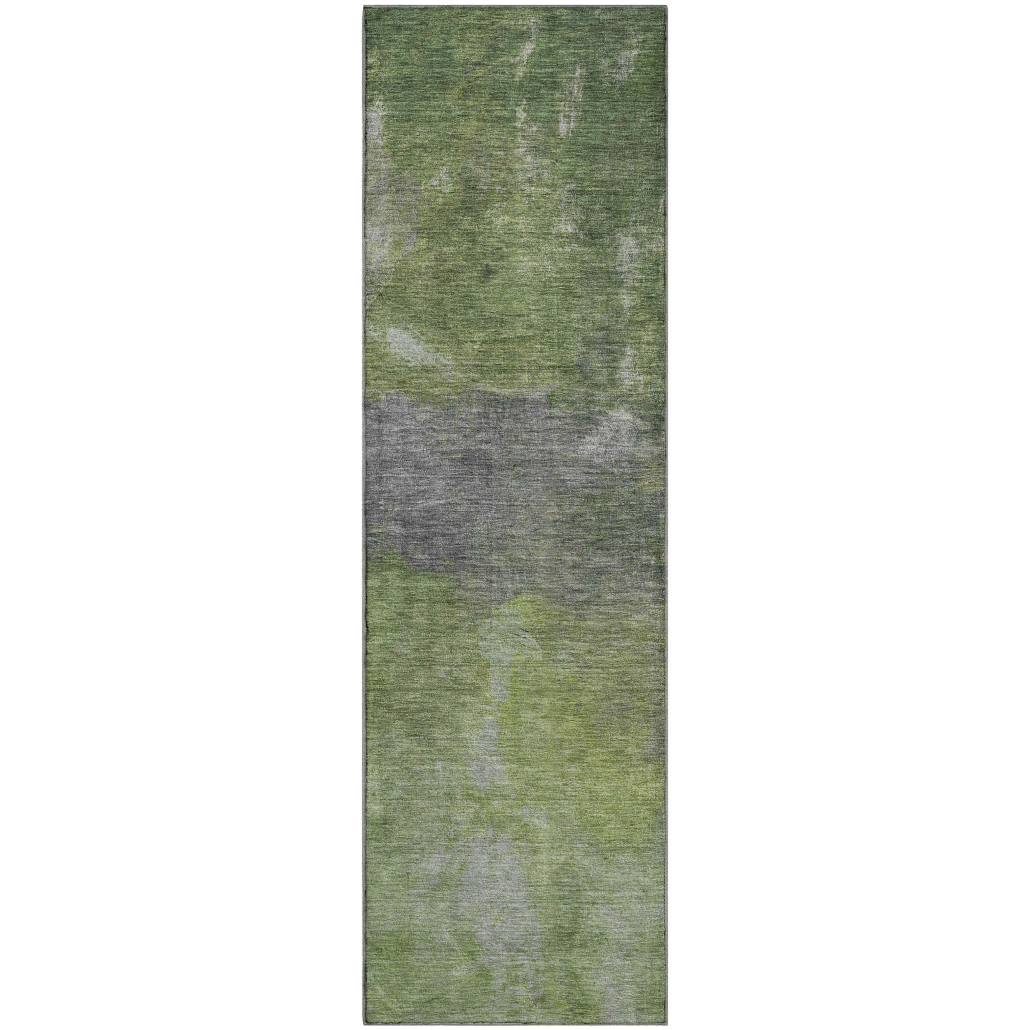 Seoul Machine Washable Transitional Green Rug 2'3" x 7'6" #shape_Runner