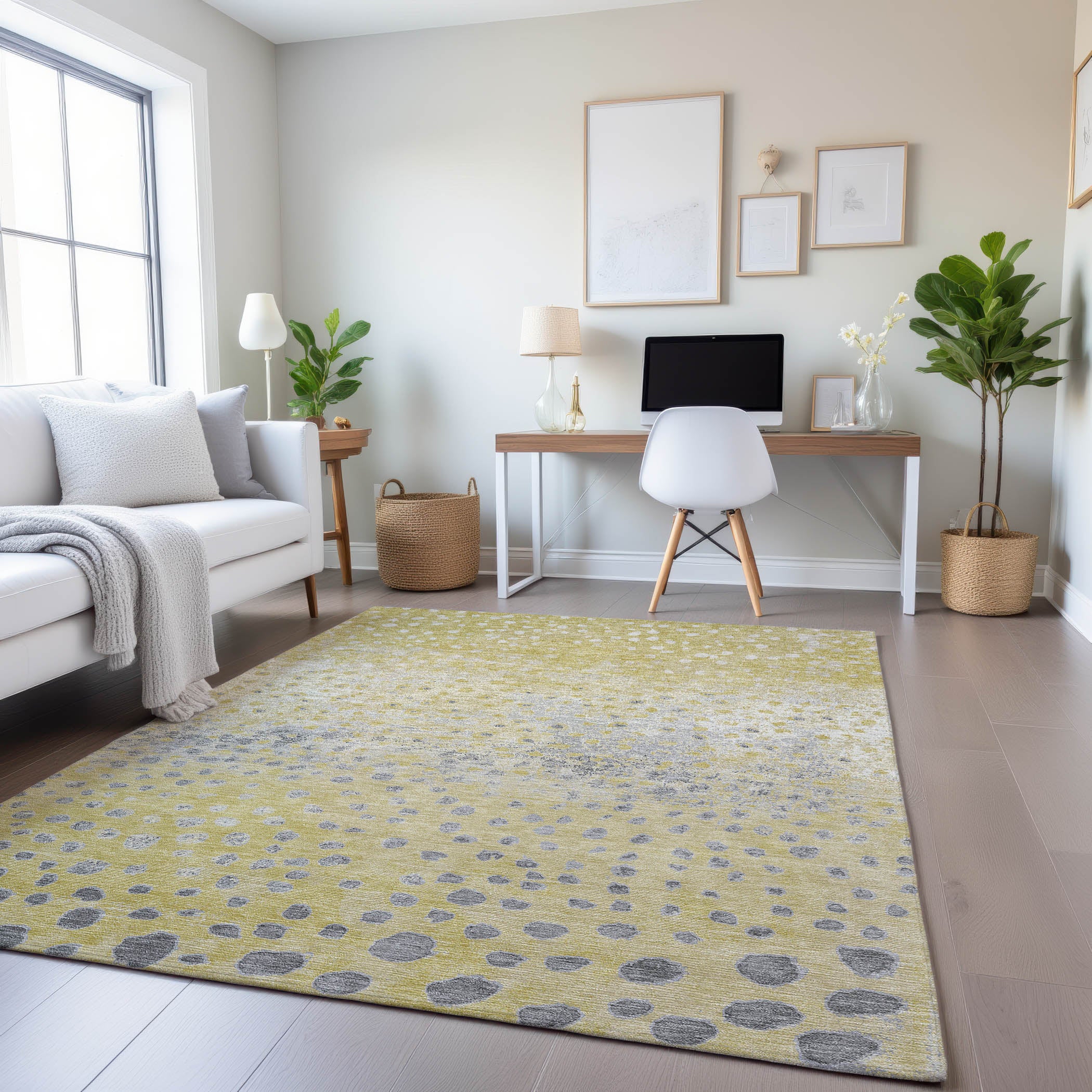 Istanbul Machine Washable Transitional Gold Rug 2'6" x 3'10" #shape_Rectangle