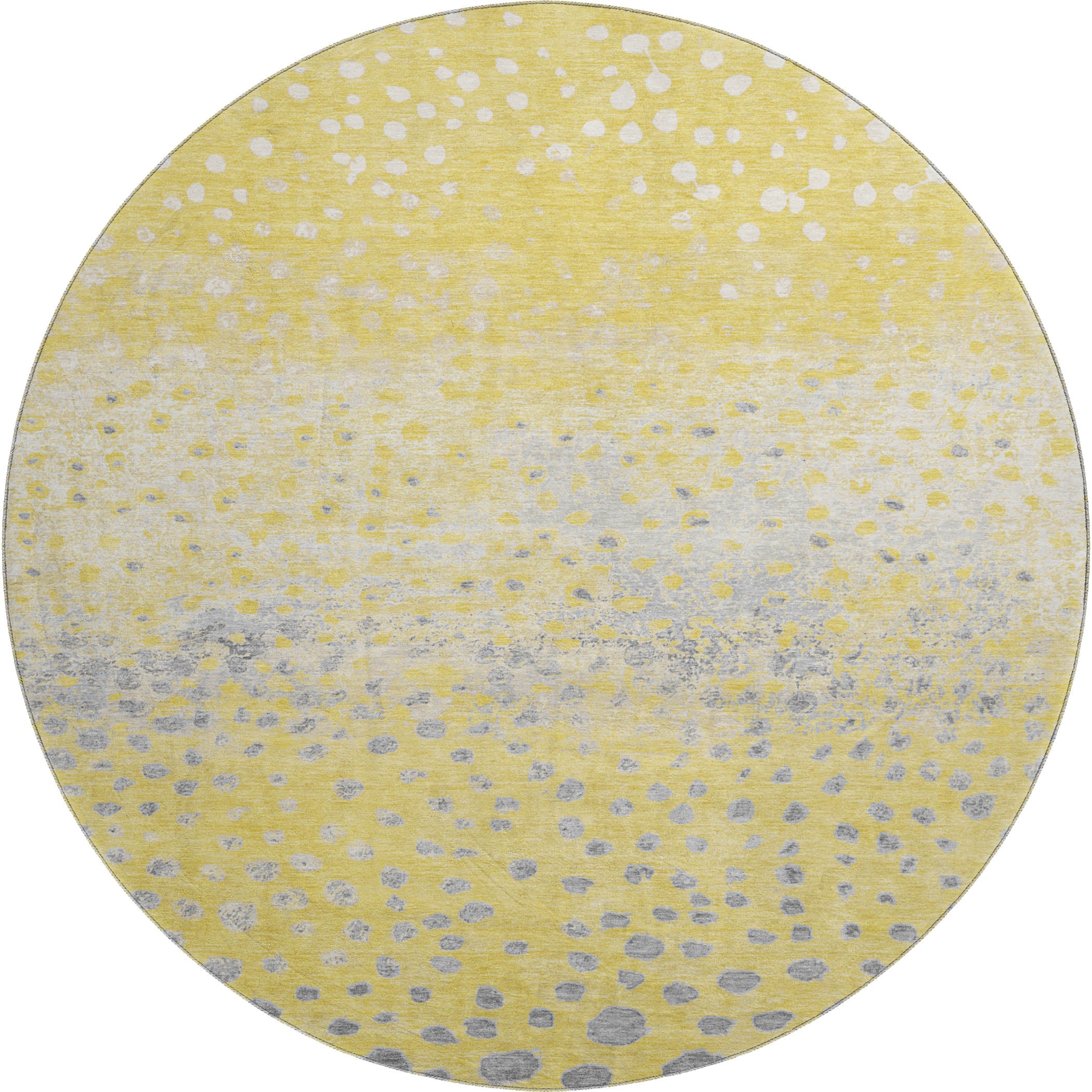 Istanbul Machine Washable Transitional Yellow Gold Rug 8' x 8' #shape_Round