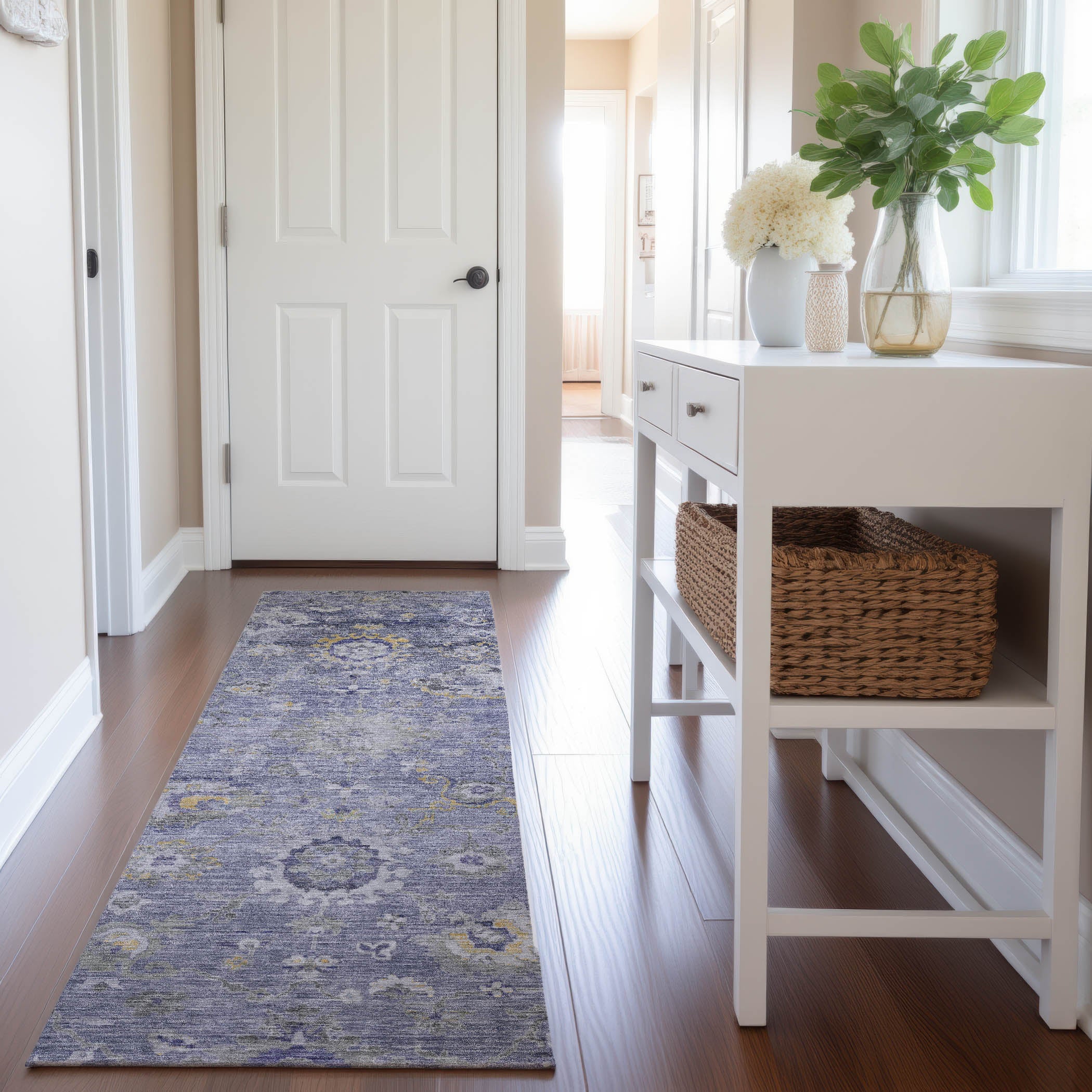 Tbilisi Machine Washable Traditional Lavender Purple Rug 2'3" x 7'6" #shape_Runner
