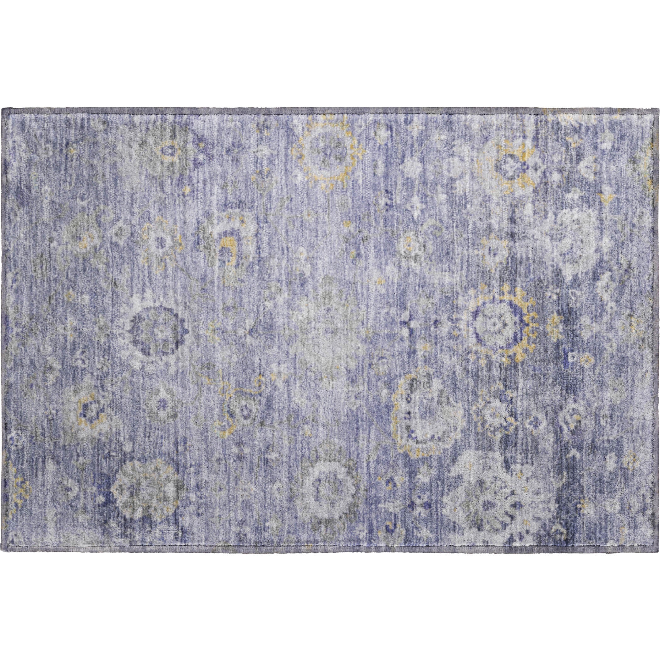 Tbilisi Machine Washable Traditional Lavender Purple Rug 1'8" x 2'6" #shape_Rectangle