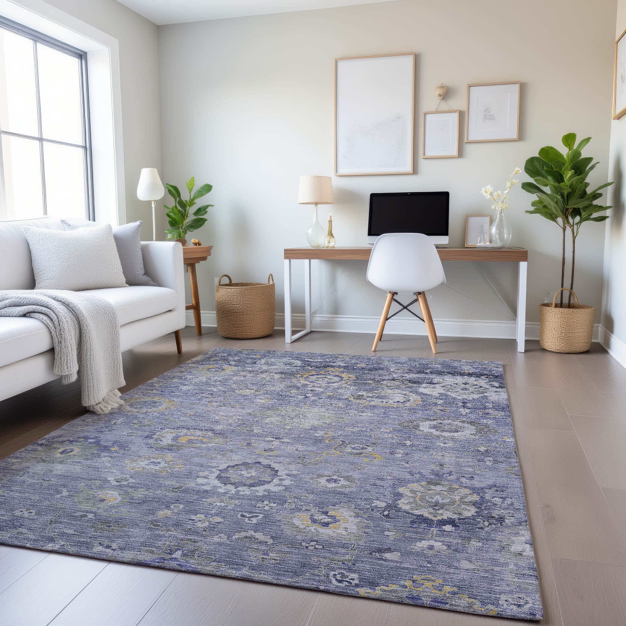 Tbilisi Machine Washable Traditional Lavender Purple Rug 2'6" x 3'10" #shape_Rectangle