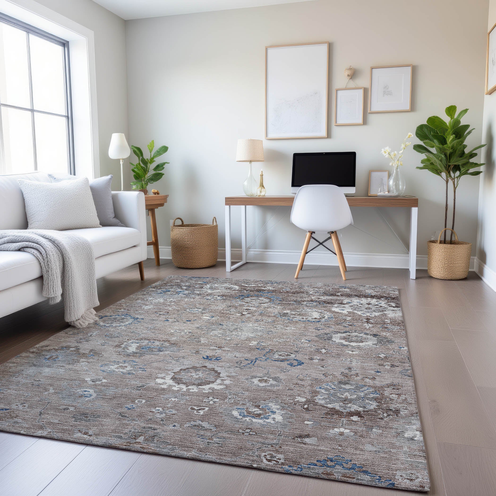 Tbilisi Machine Washable Traditional Taupe Brown Rug 2'6" x 3'10" #shape_Rectangle