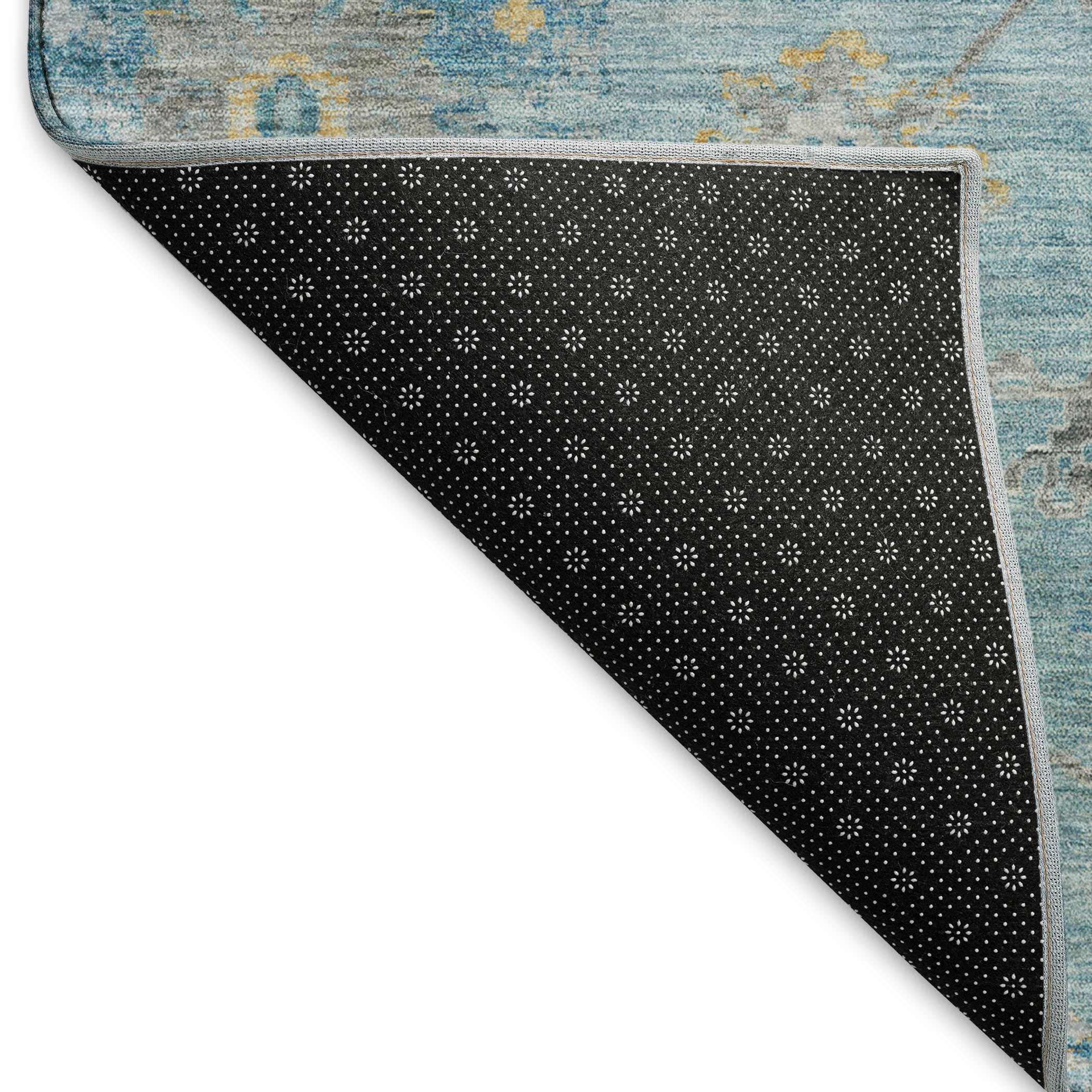 Tbilisi Machine Washable Traditional Teal Rug 1'8" x 2'6" #shape_Rectangle