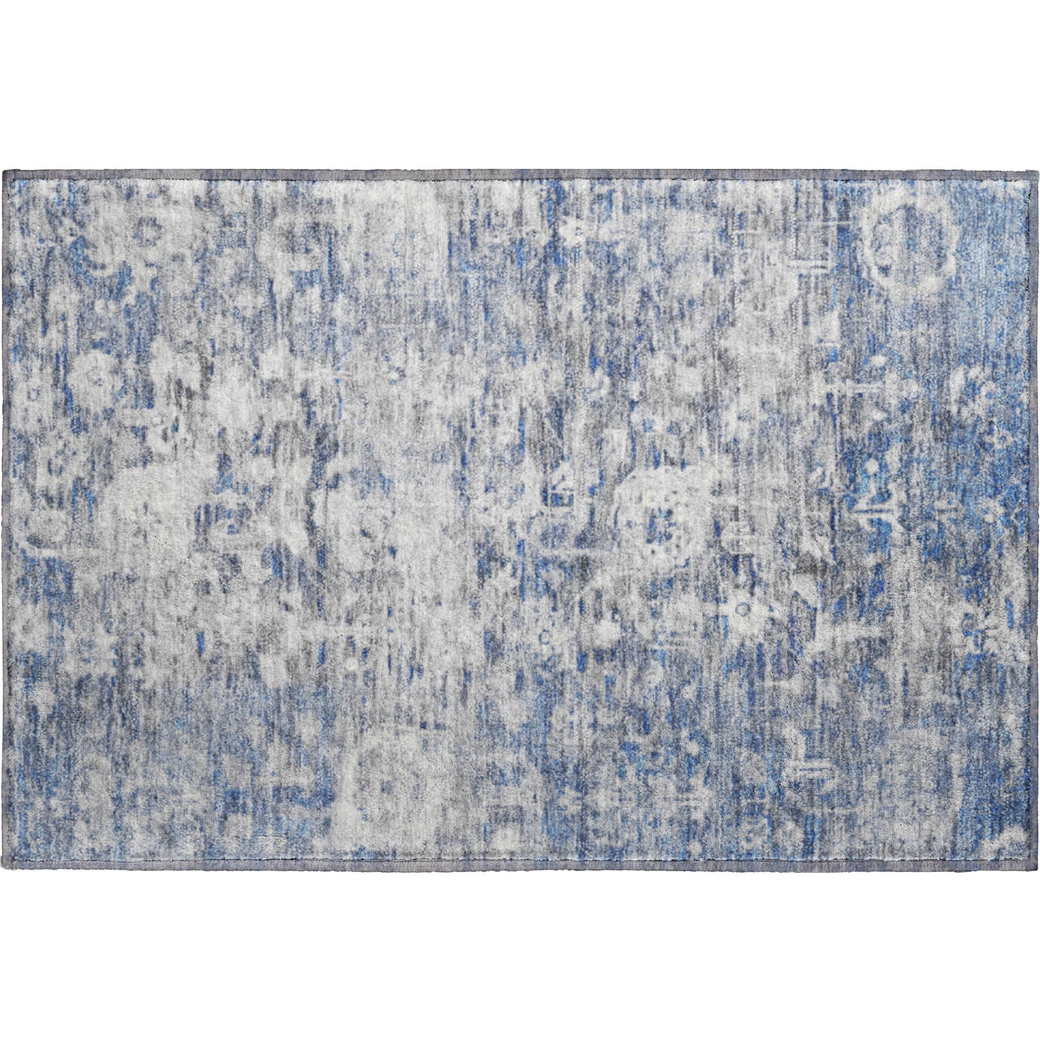 Istanbul Machine Washable Traditional Blue Rug 1'8" x 2'6" #shape_Rectangle