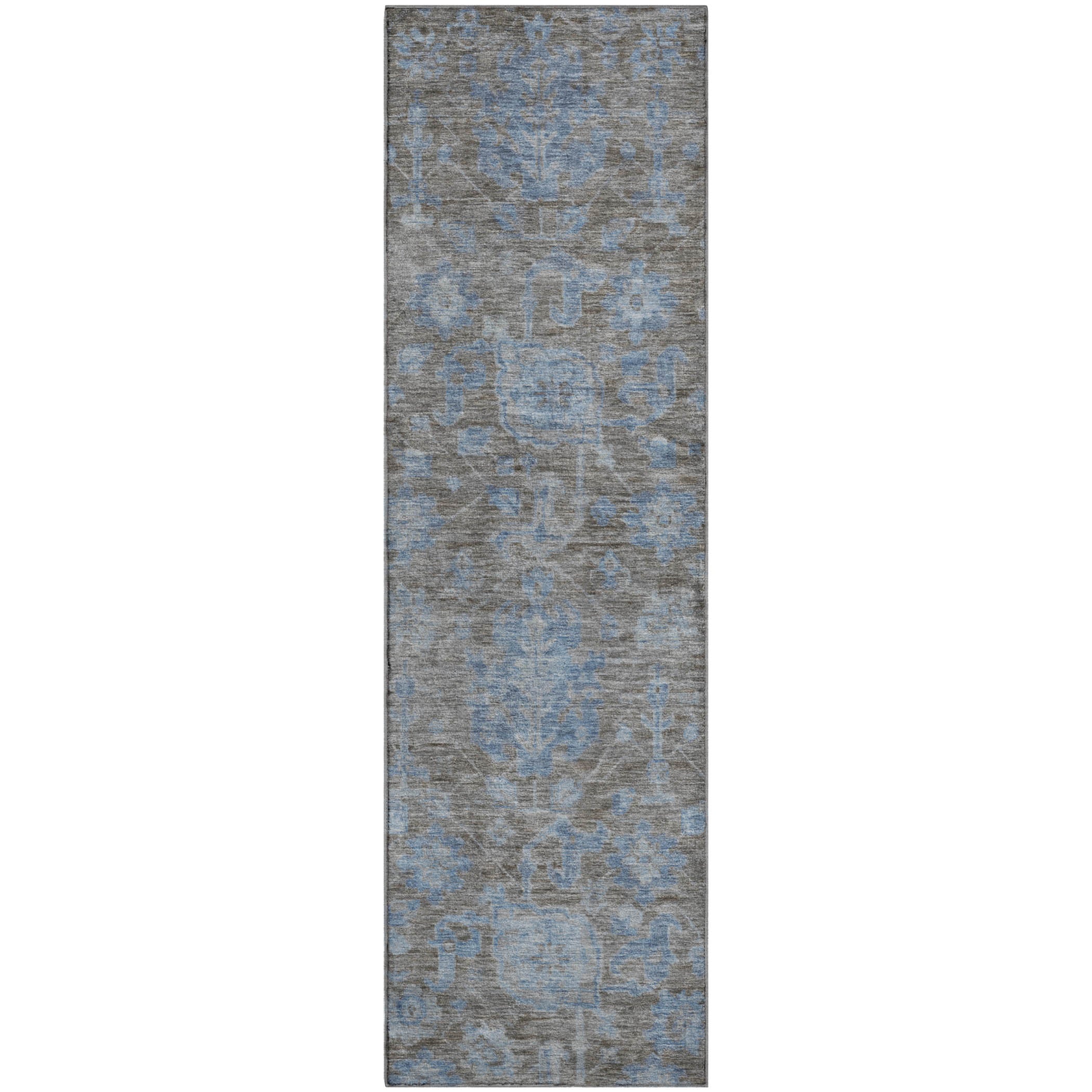 Istanbul Machine Washable Traditional Gray Rug 2'3" x 7'6" #shape_Runner