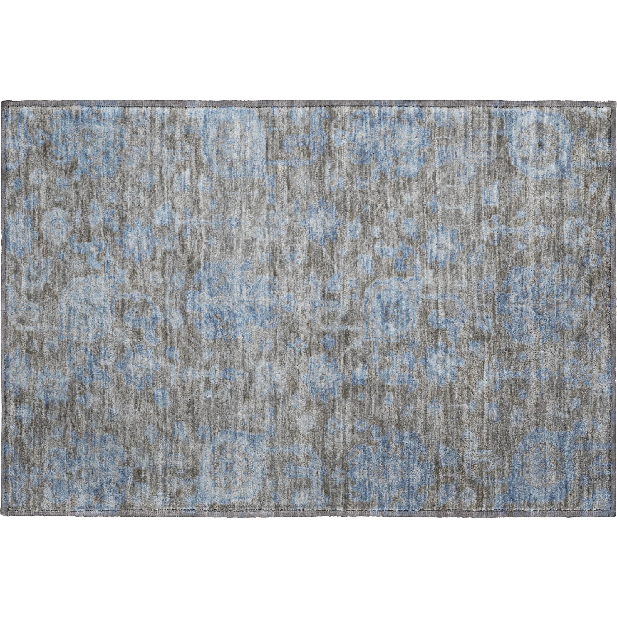 Istanbul Machine Washable Traditional Gray Rug 1'8" x 2'6" #shape_Rectangle