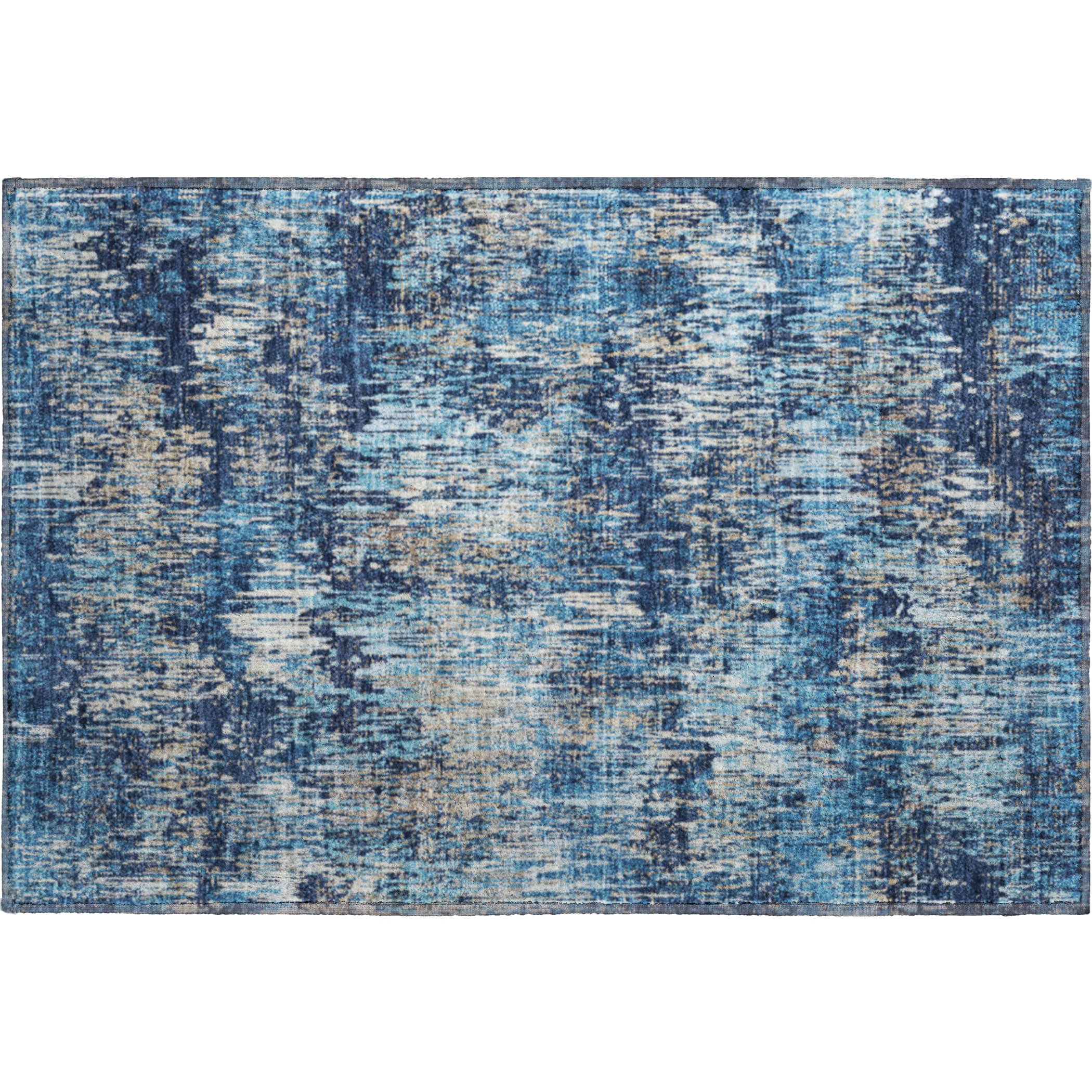 Salzburg Machine Washable Transitional Navy Blue Rug 1'8" x 2'6" #shape_Rectangle