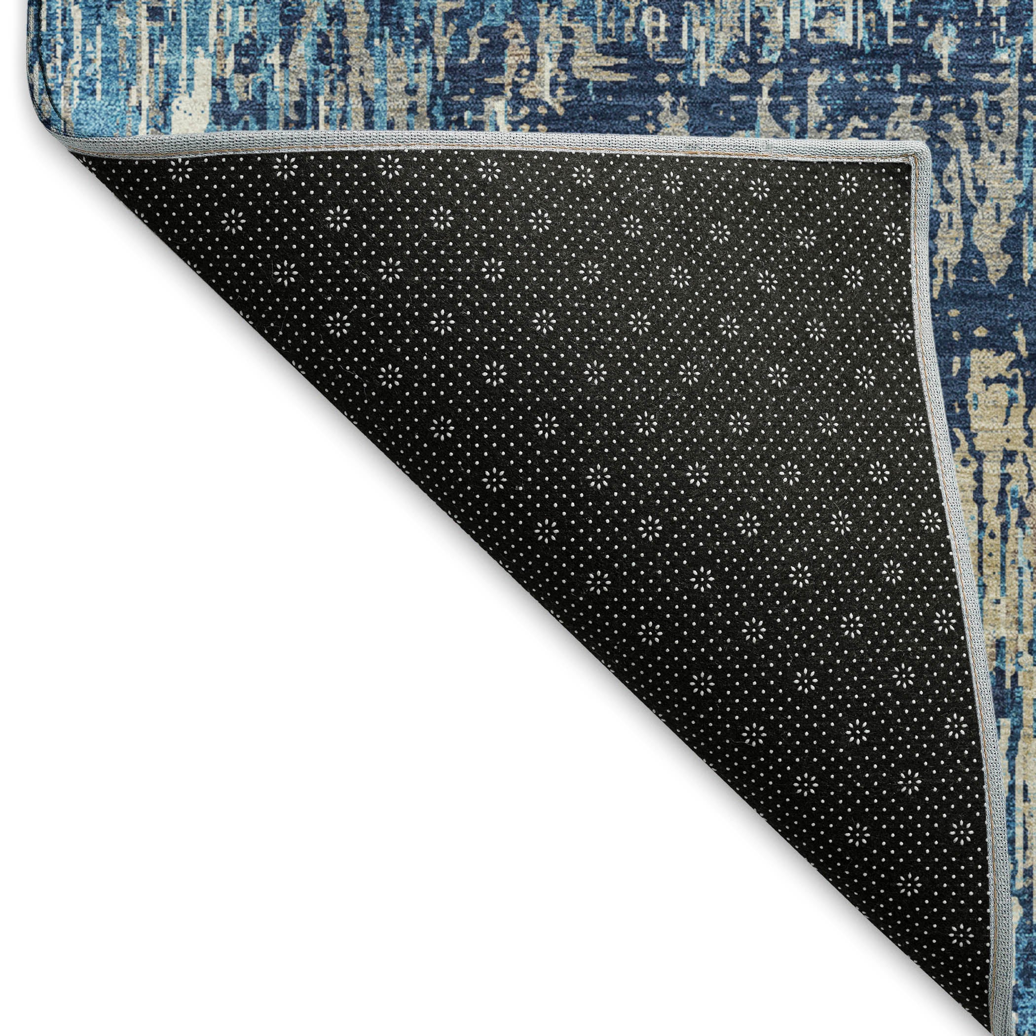 Salzburg Machine Washable Transitional Navy Blue Rug 1'8" x 2'6" #shape_Rectangle