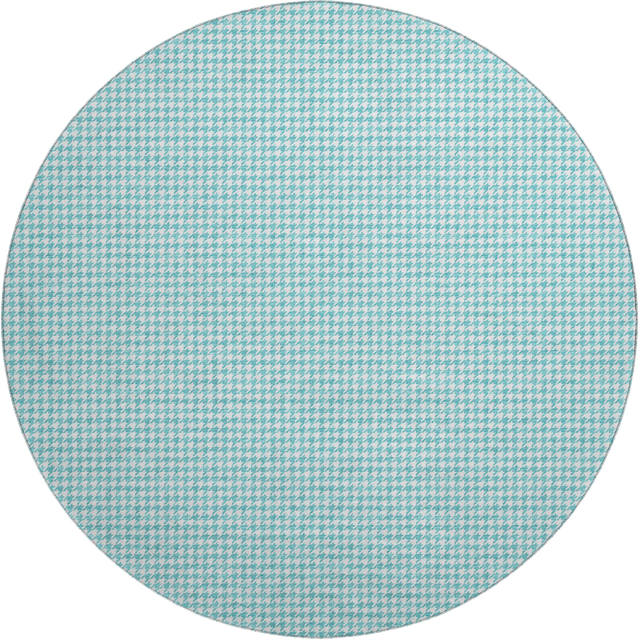 Mdina Machine Washable Transitional Aqua Blue Rug 8' x 8' #shape_Round
