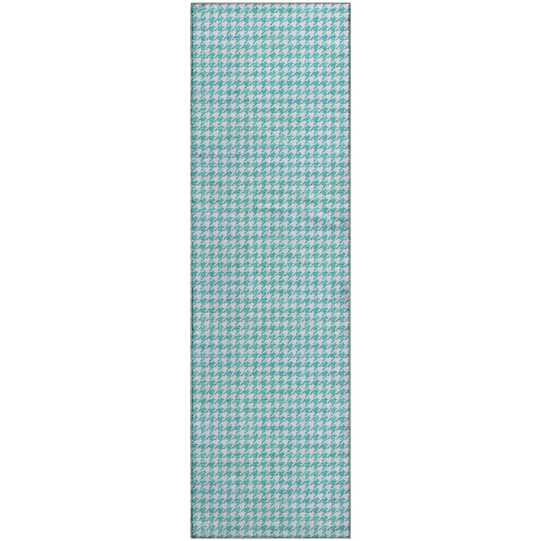 Mdina Machine Washable Transitional Aqua Blue Rug 2'3" x 7'6" #shape_Runner