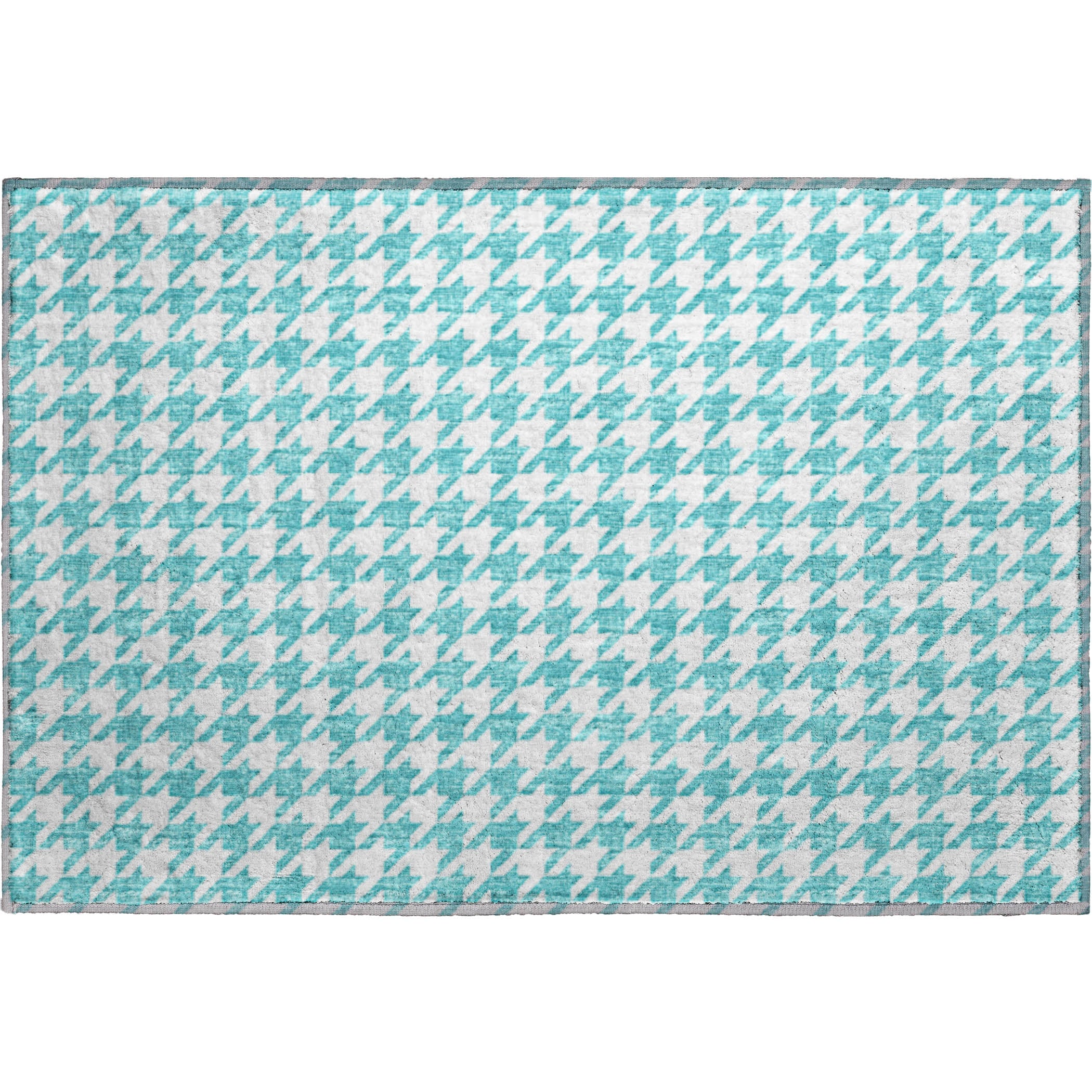 Mdina Machine Washable Transitional Aqua Blue Rug 1'8" x 2'6" #shape_Rectangle
