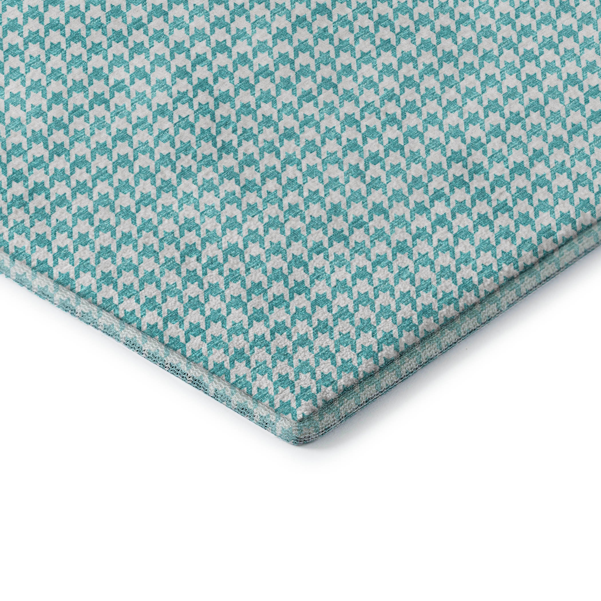 Mdina Machine Washable Transitional Aqua Blue Rug 1'8" x 2'6" #shape_Rectangle