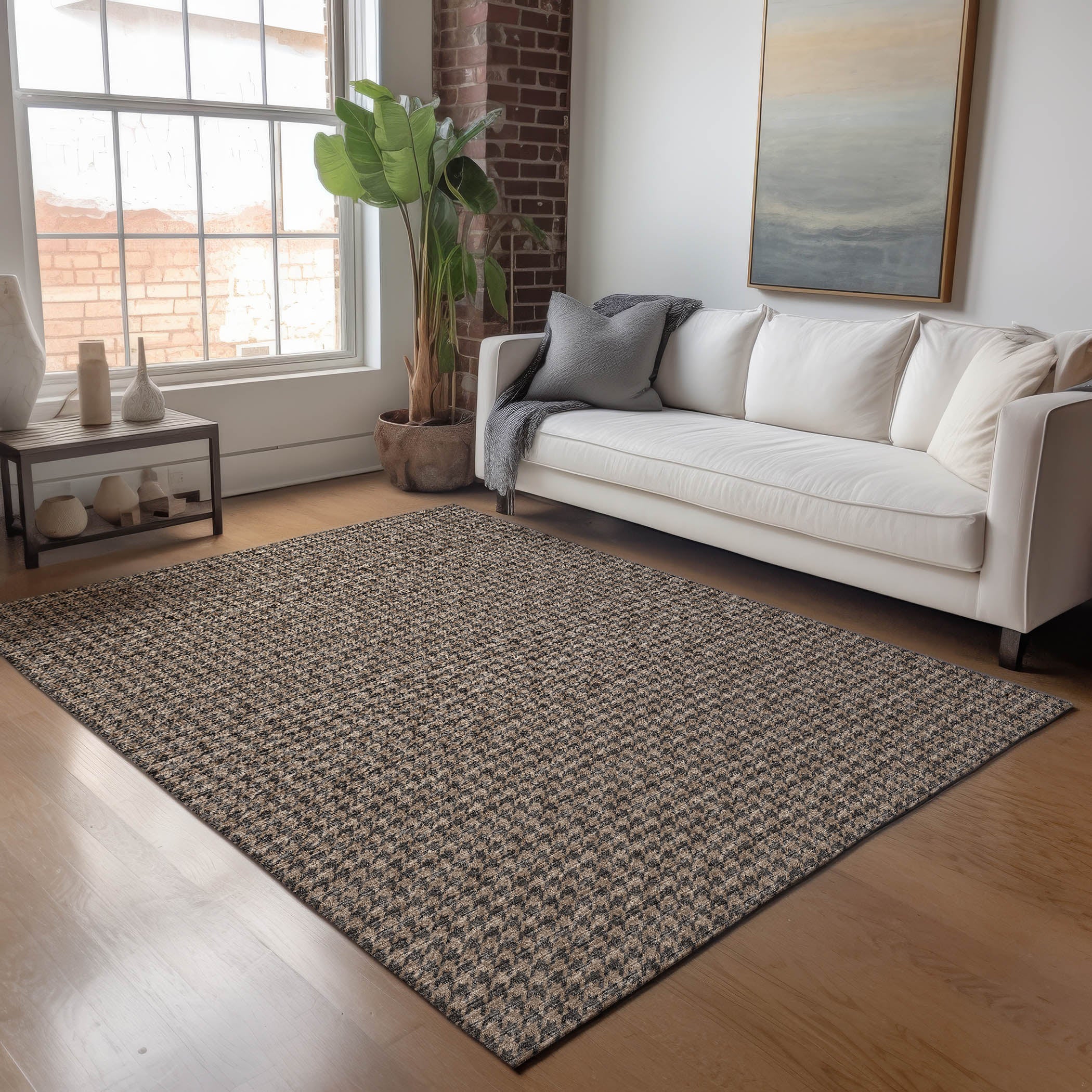 Mdina Machine Washable Transitional Chocolate Brown Rug 2'6" x 3'10" #shape_Rectangle