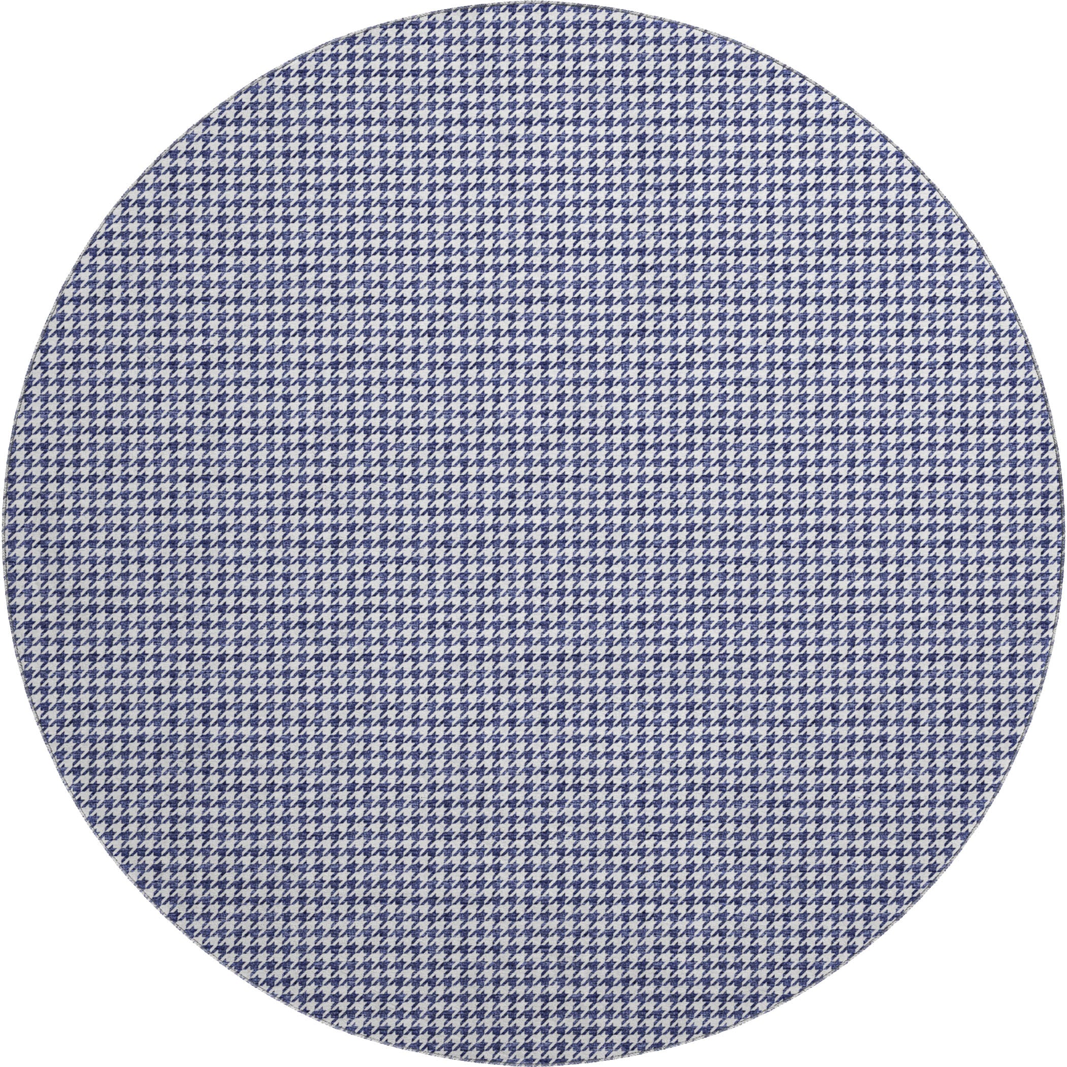 Mdina Machine Washable Transitional Navy Blue Rug 8' x 8' #shape_Round