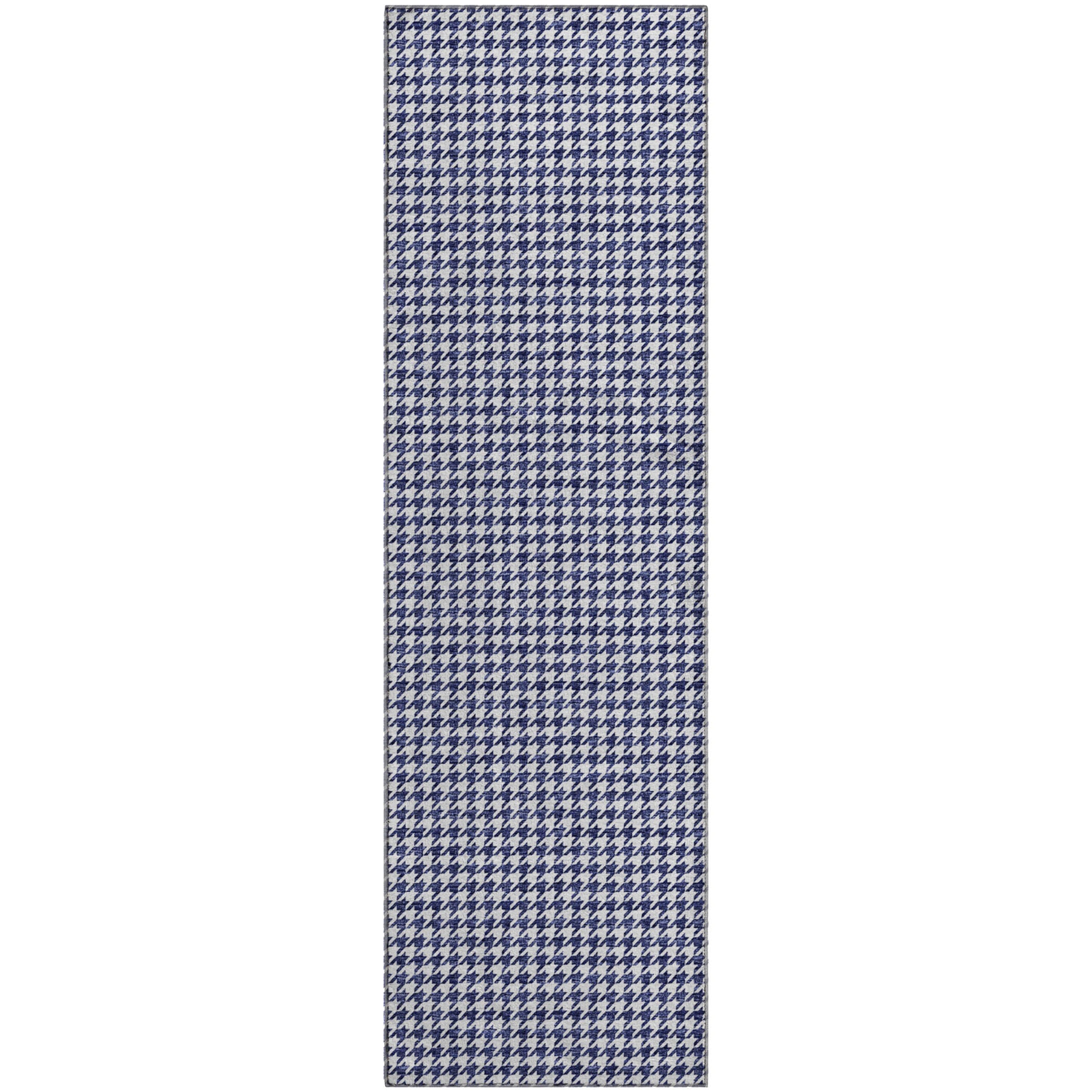 Mdina Machine Washable Transitional Navy Blue Rug 2'3" x 7'6" #shape_Runner