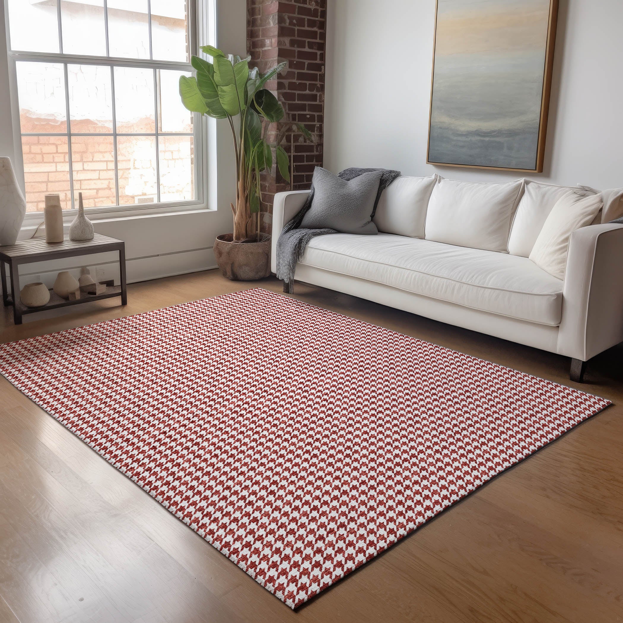 Mdina Machine Washable Transitional Red Rug 2'6" x 3'10" #shape_Rectangle