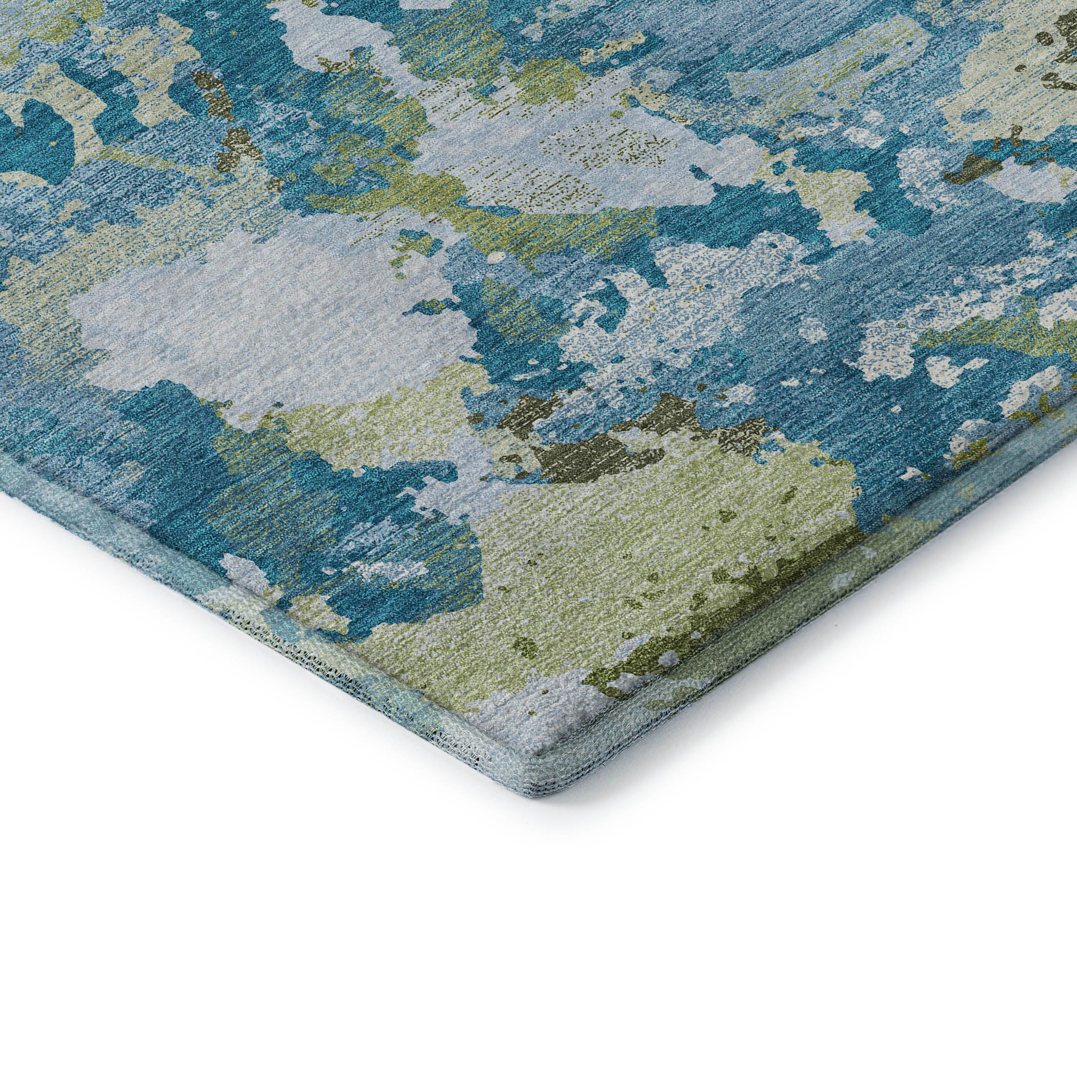 Seoul Machine Washable Transitional Denim Blue Rug 1'8" x 2'6" #shape_Rectangle
