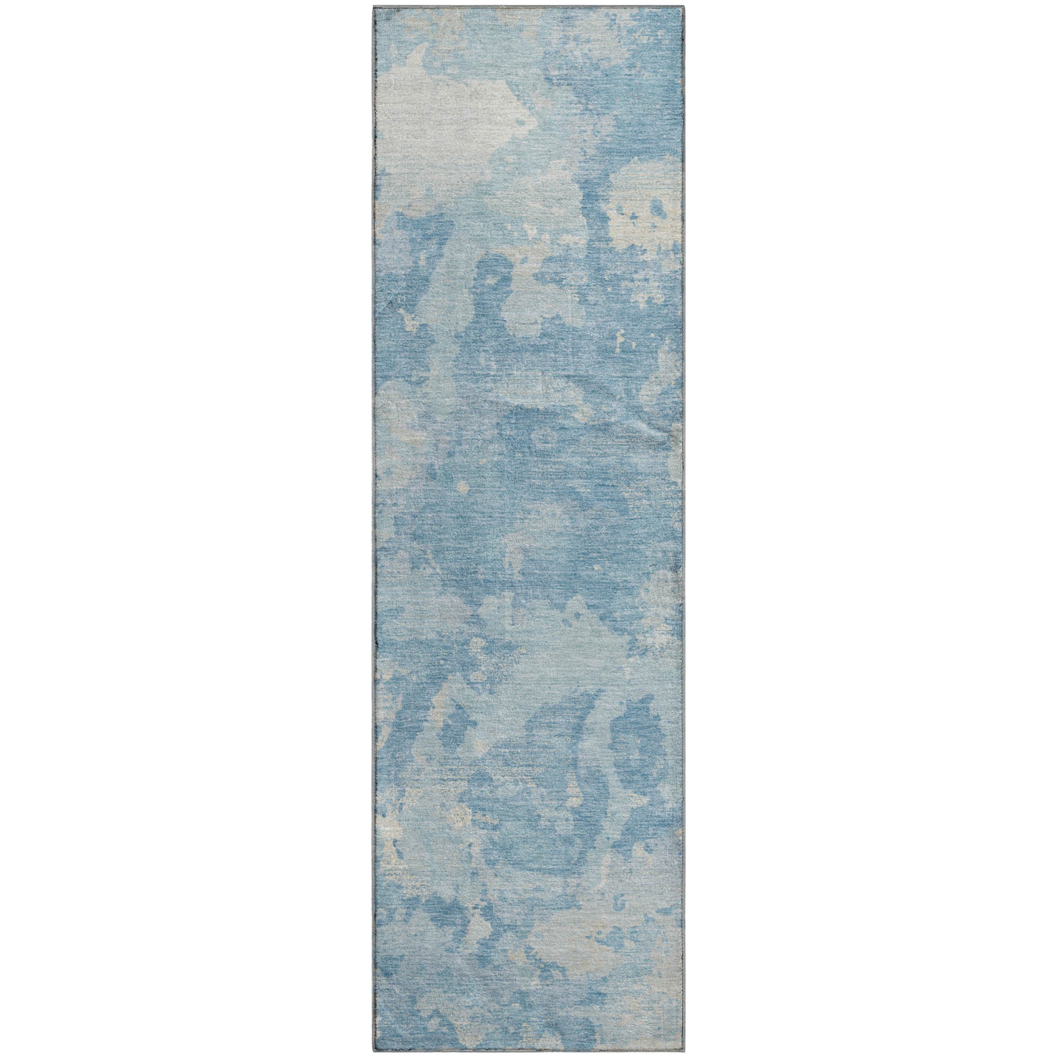 Seoul Machine Washable Transitional Sky Blue Rug 2'3" x 7'6" #shape_Runner