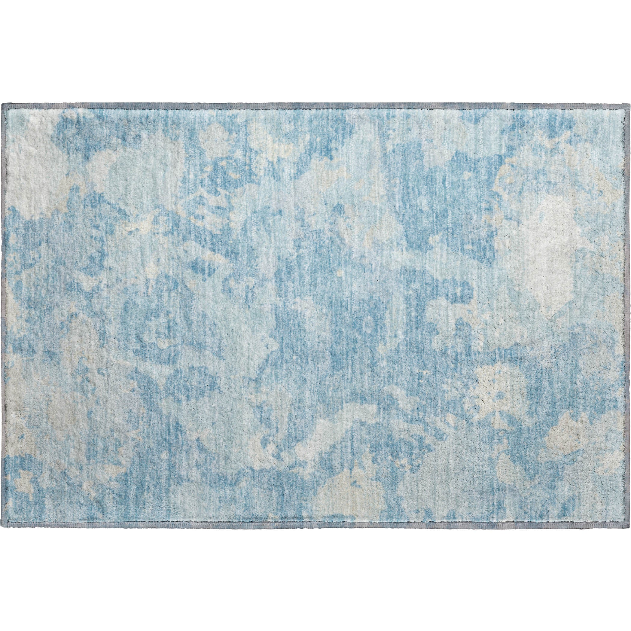 Seoul Machine Washable Transitional Sky Blue Rug 1'8" x 2'6" #shape_Rectangle