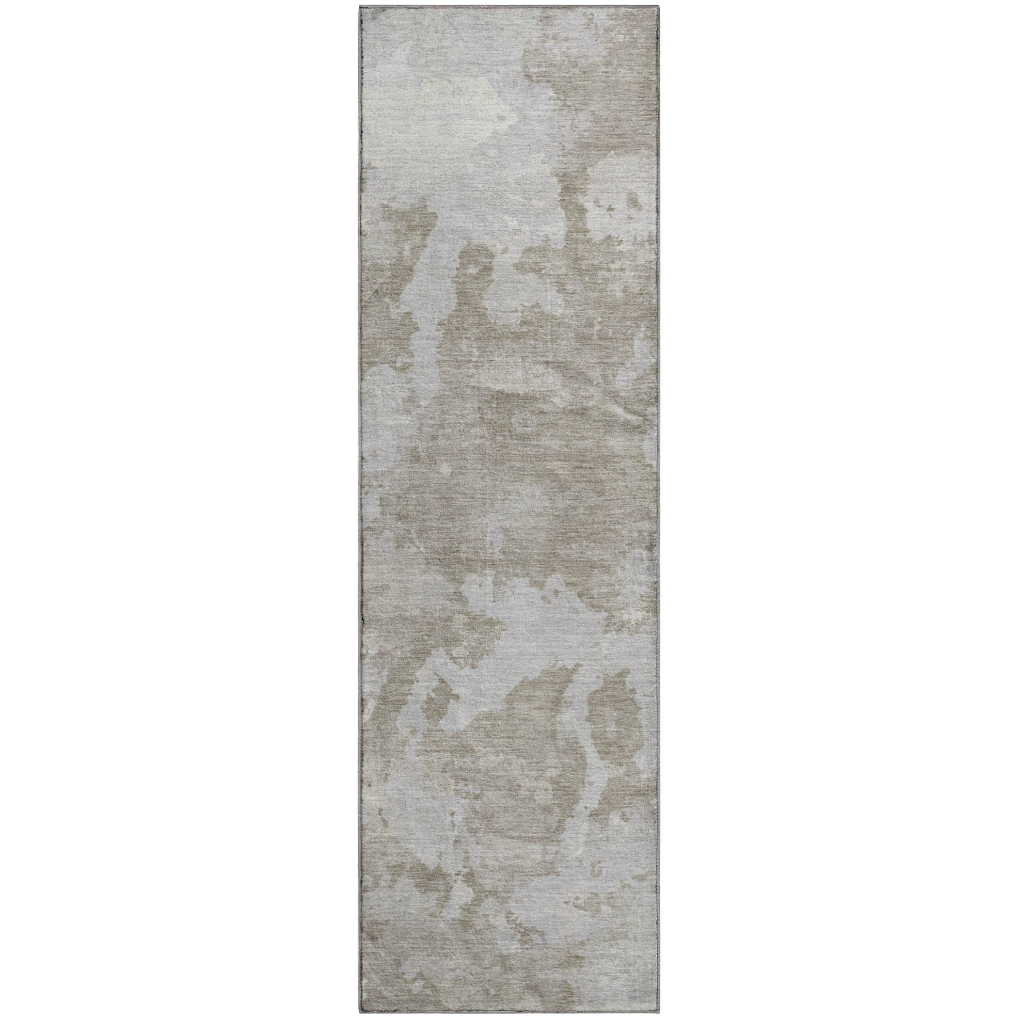 Seoul Machine Washable Transitional Taupe Brown Rug 2'3" x 7'6" #shape_Runner
