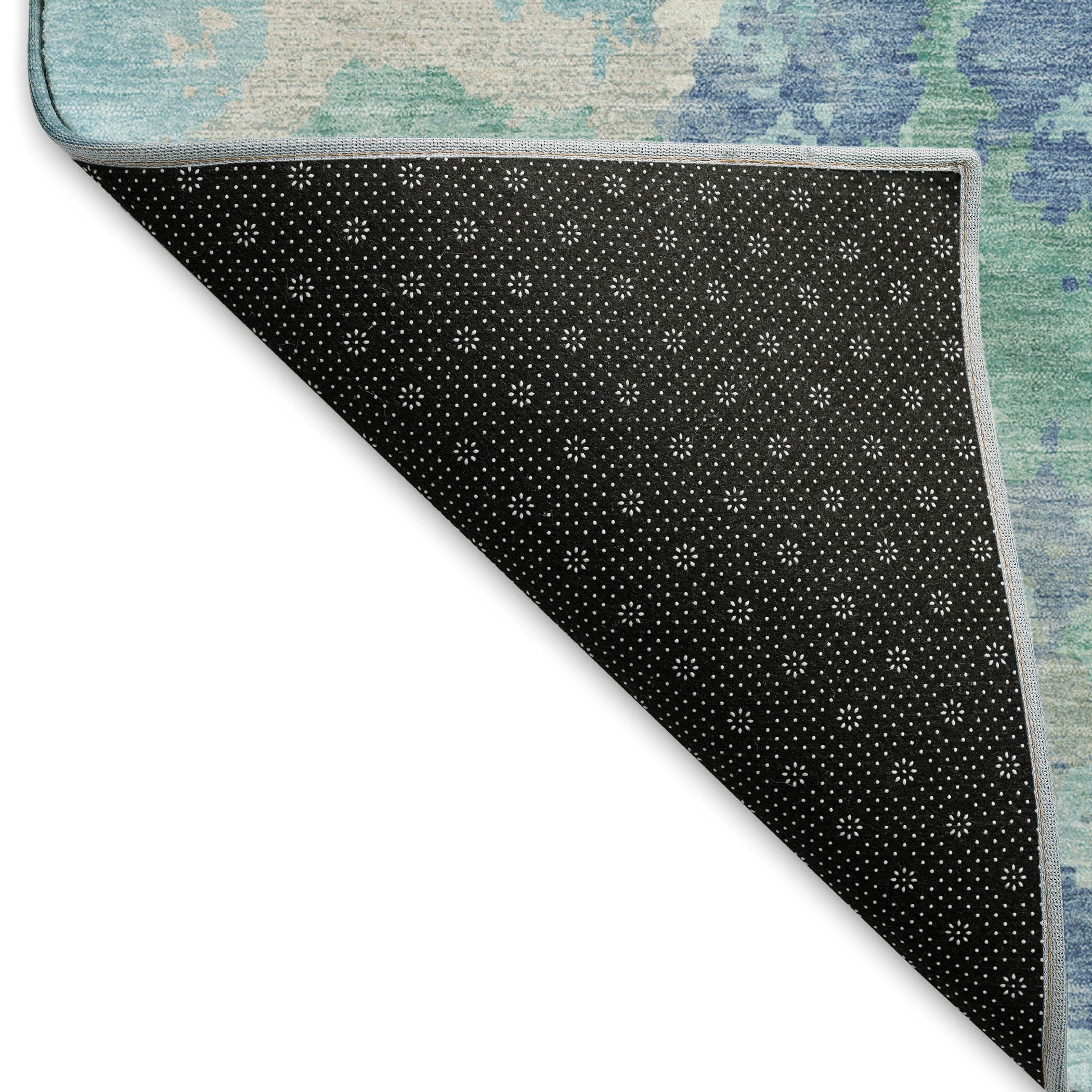 Havana Machine Washable Transitional Seafoam Blue Rug 1'8" x 2'6" #shape_Rectangle