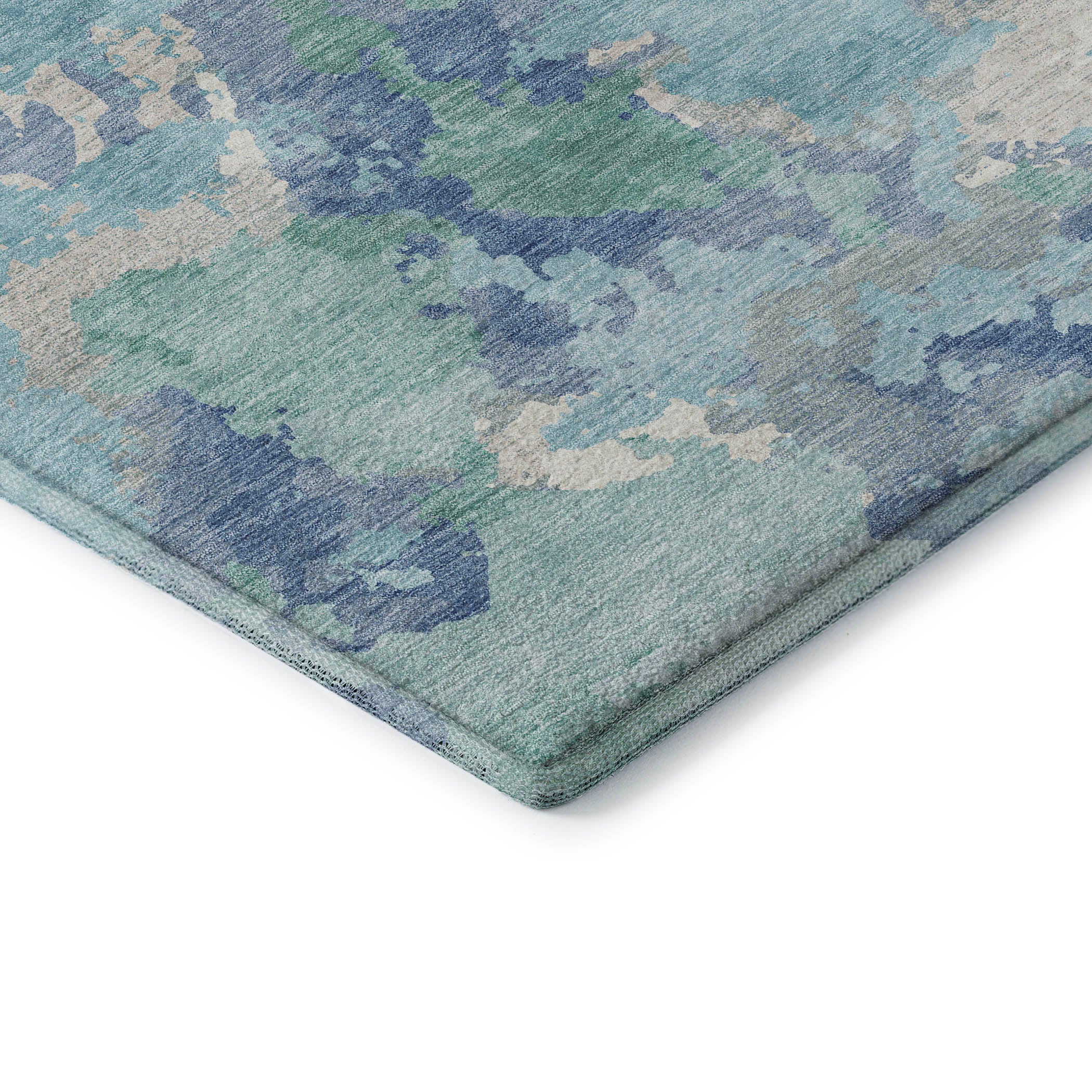 Havana Machine Washable Transitional Seafoam Blue Rug 1'8" x 2'6" #shape_Rectangle