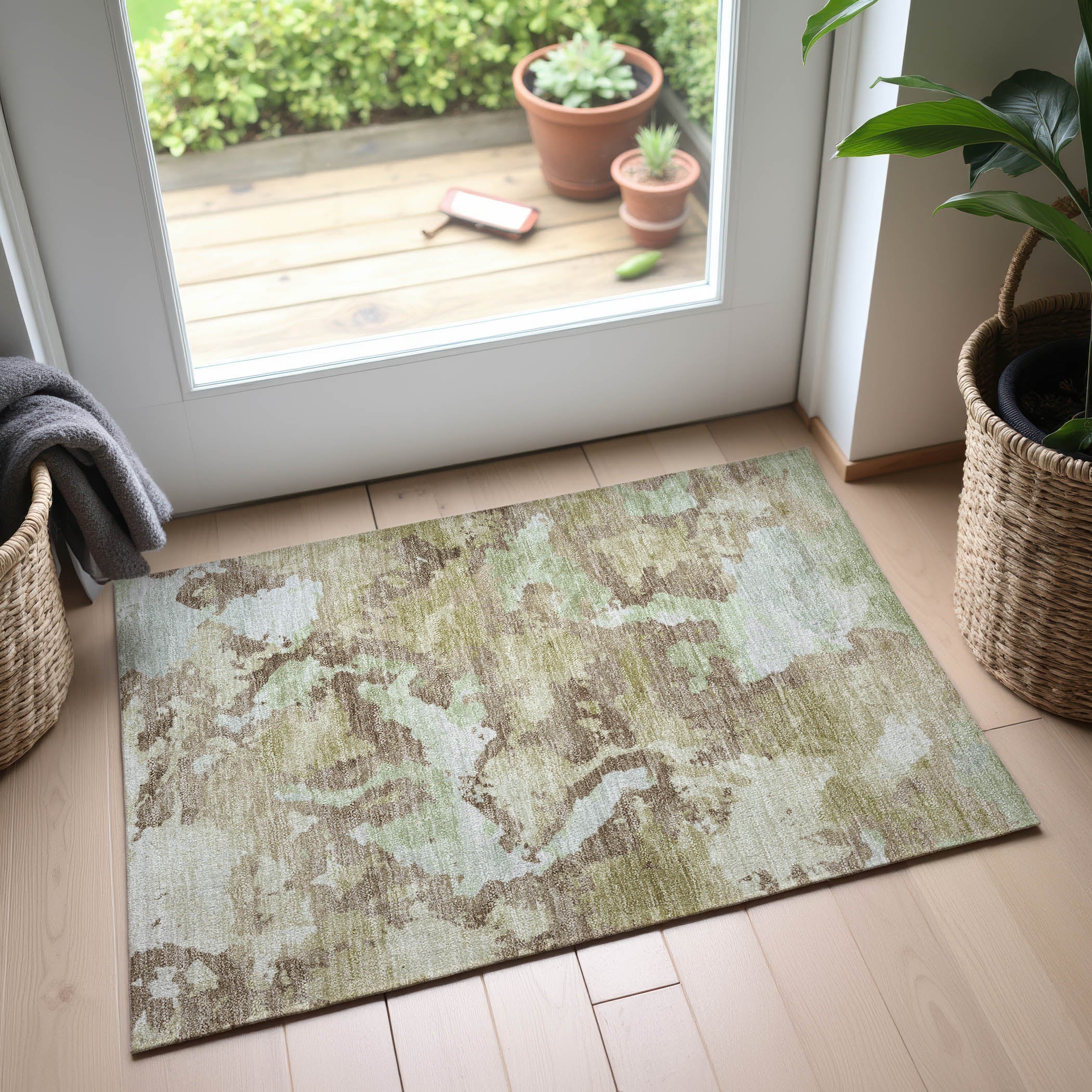 Havana Machine Washable Transitional Taupe Brown Rug 1'8" x 2'6" #shape_Rectangle