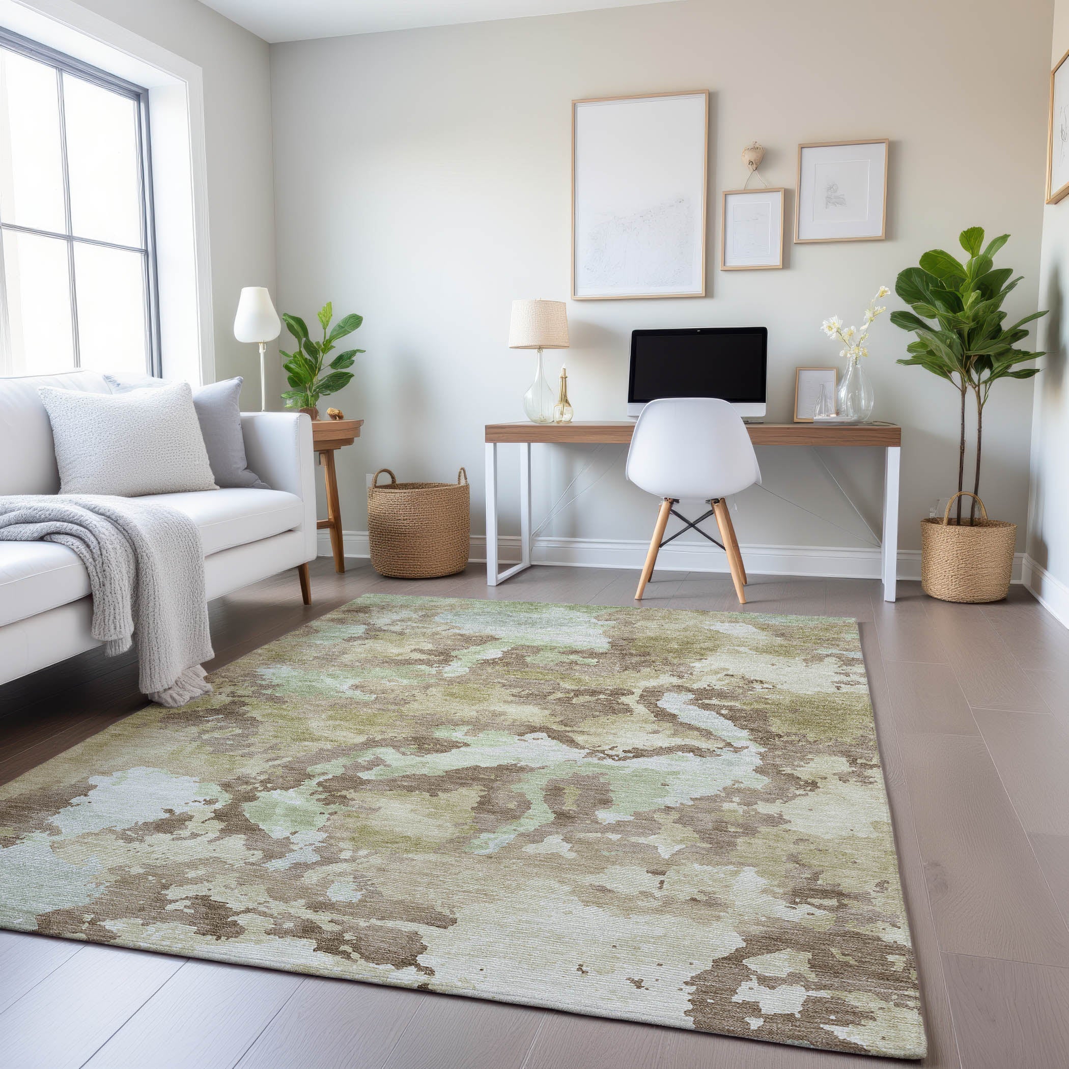 Havana Machine Washable Transitional Taupe Brown Rug 2'6" x 3'10" #shape_Rectangle