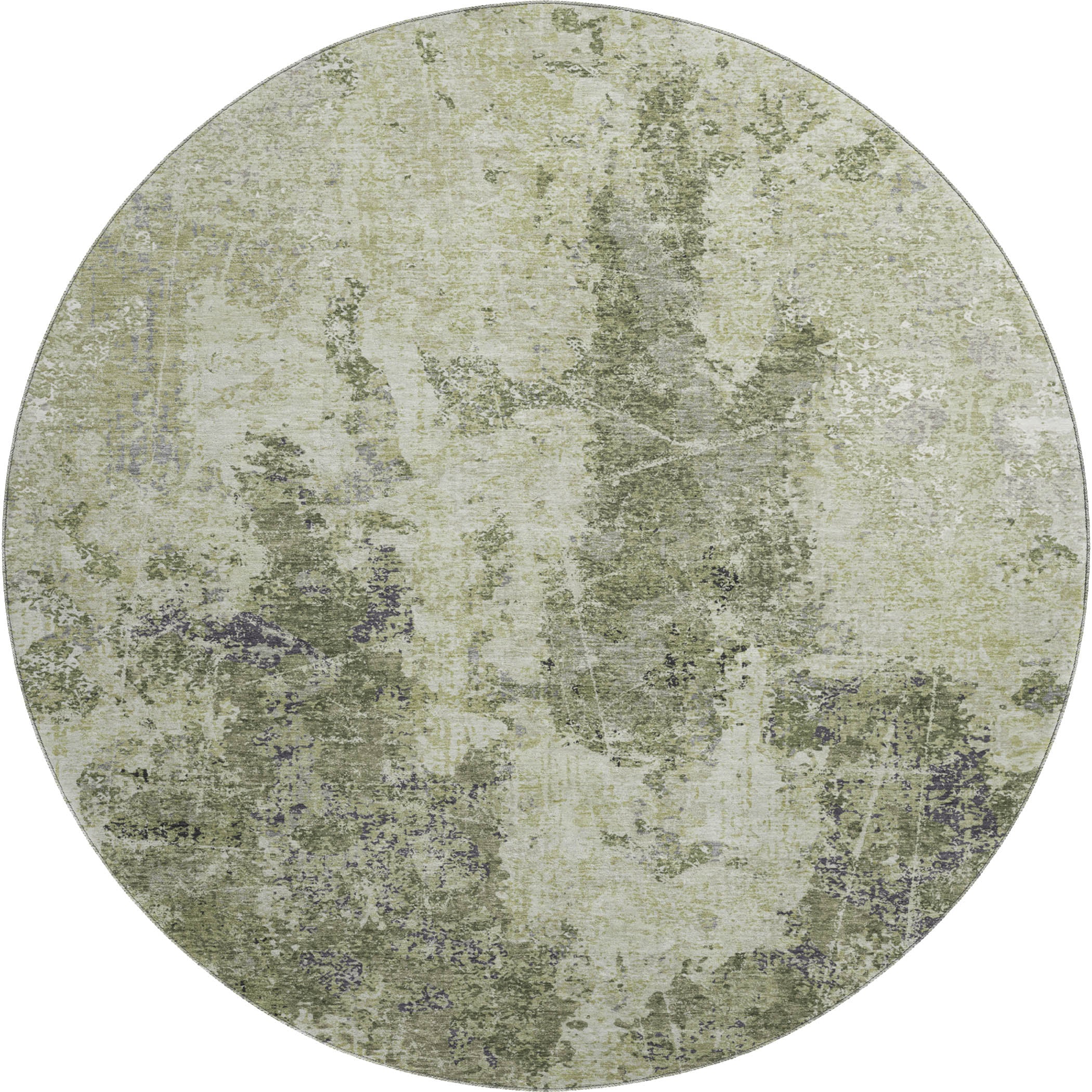 Baku Machine Washable Transitional Aloe Green Rug 8' x 8' #shape_Round