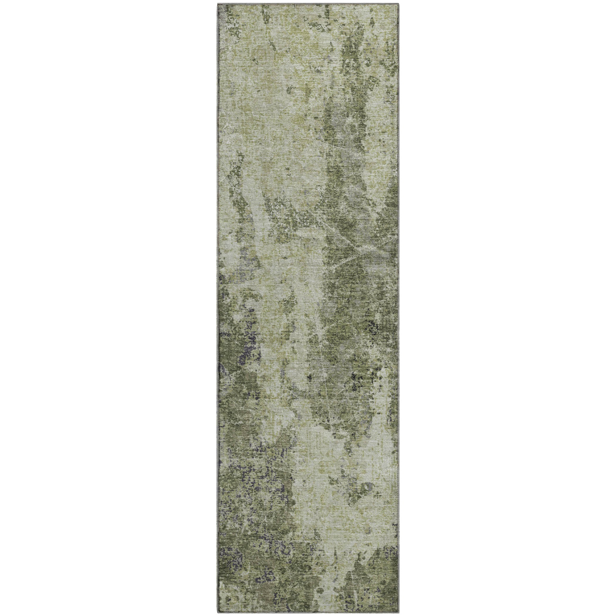 Baku Machine Washable Transitional Aloe Green Rug 2'3" x 7'6" #shape_Runner
