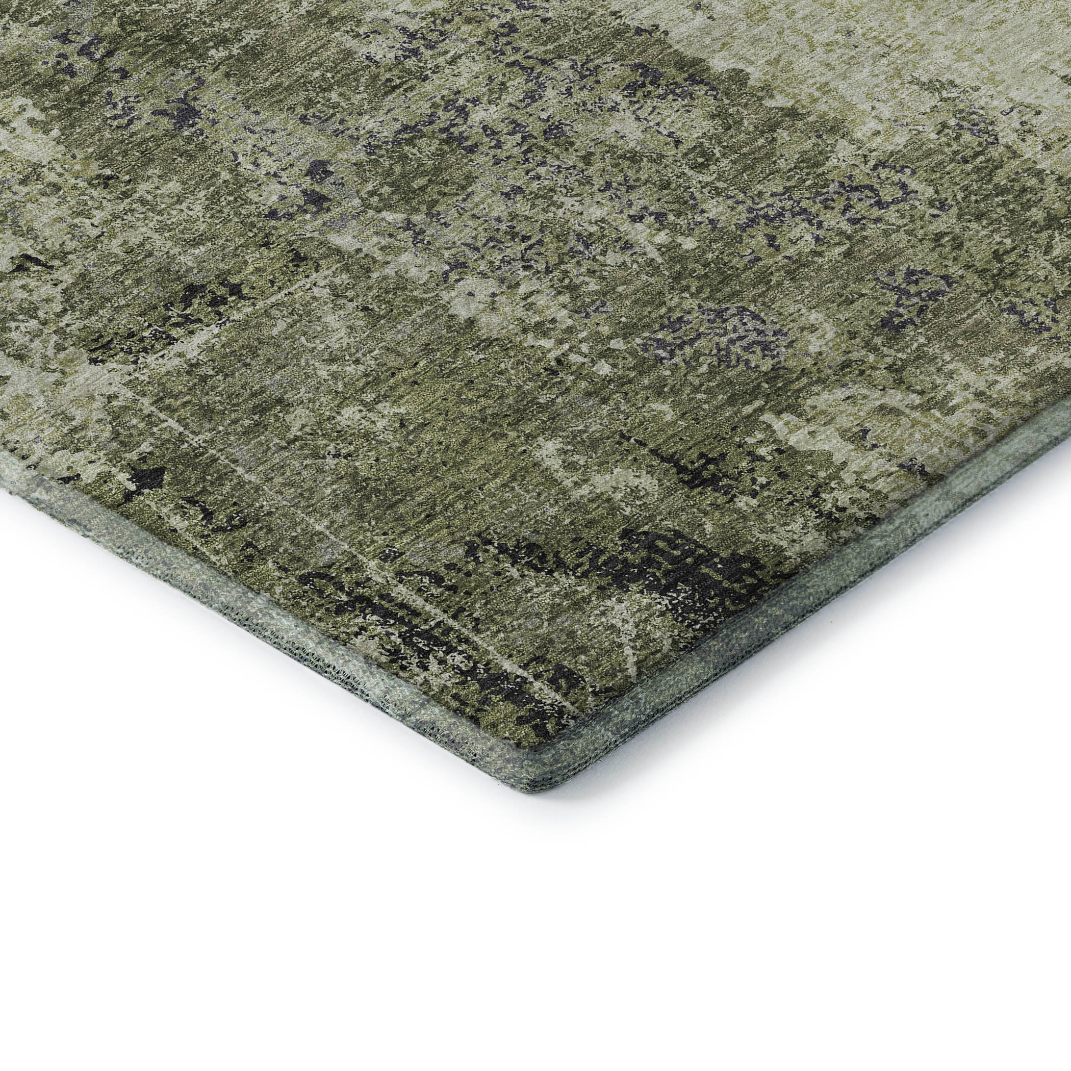 Baku Machine Washable Transitional Aloe Green Rug 1'8" x 2'6" #shape_Rectangle