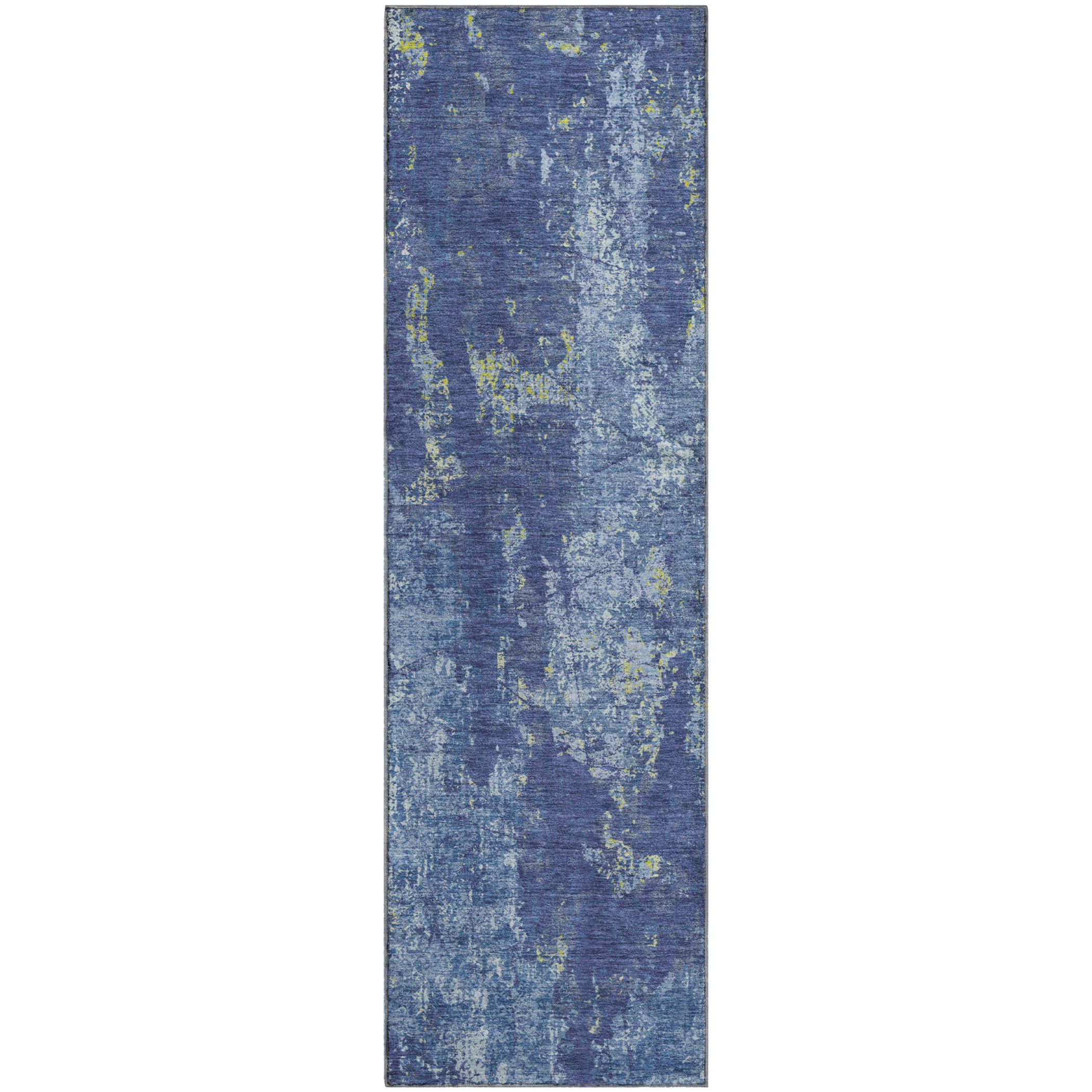 Baku Machine Washable Transitional Navy Blue Rug 2'3" x 7'6" #shape_Runner
