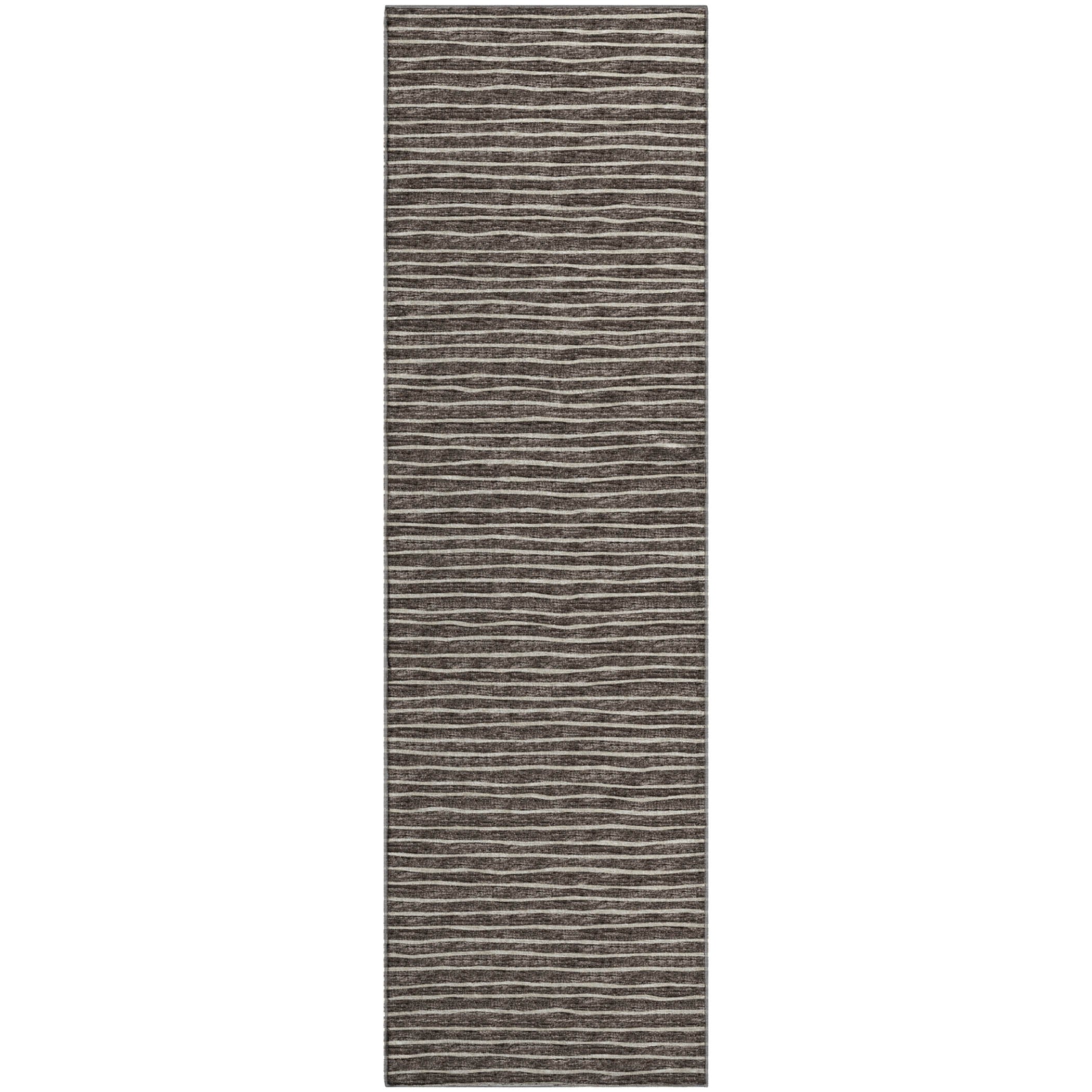 Colombo Machine Washable Transitional Chocolate Brown Rug 2'3" x 7'6" #shape_Runner