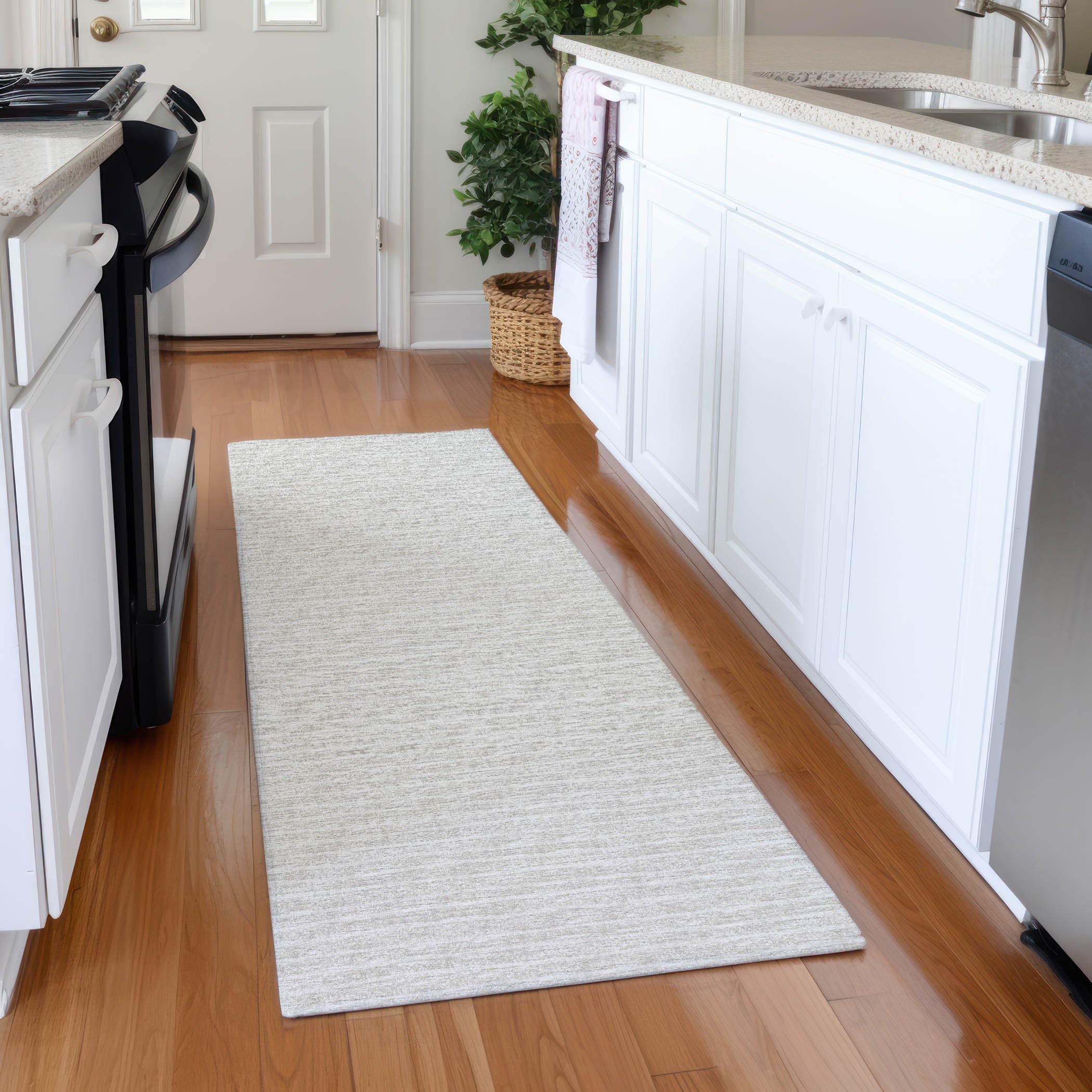Colombo Machine Washable Transitional Linen Ivory Rug 2'3" x 7'6" #shape_Runner