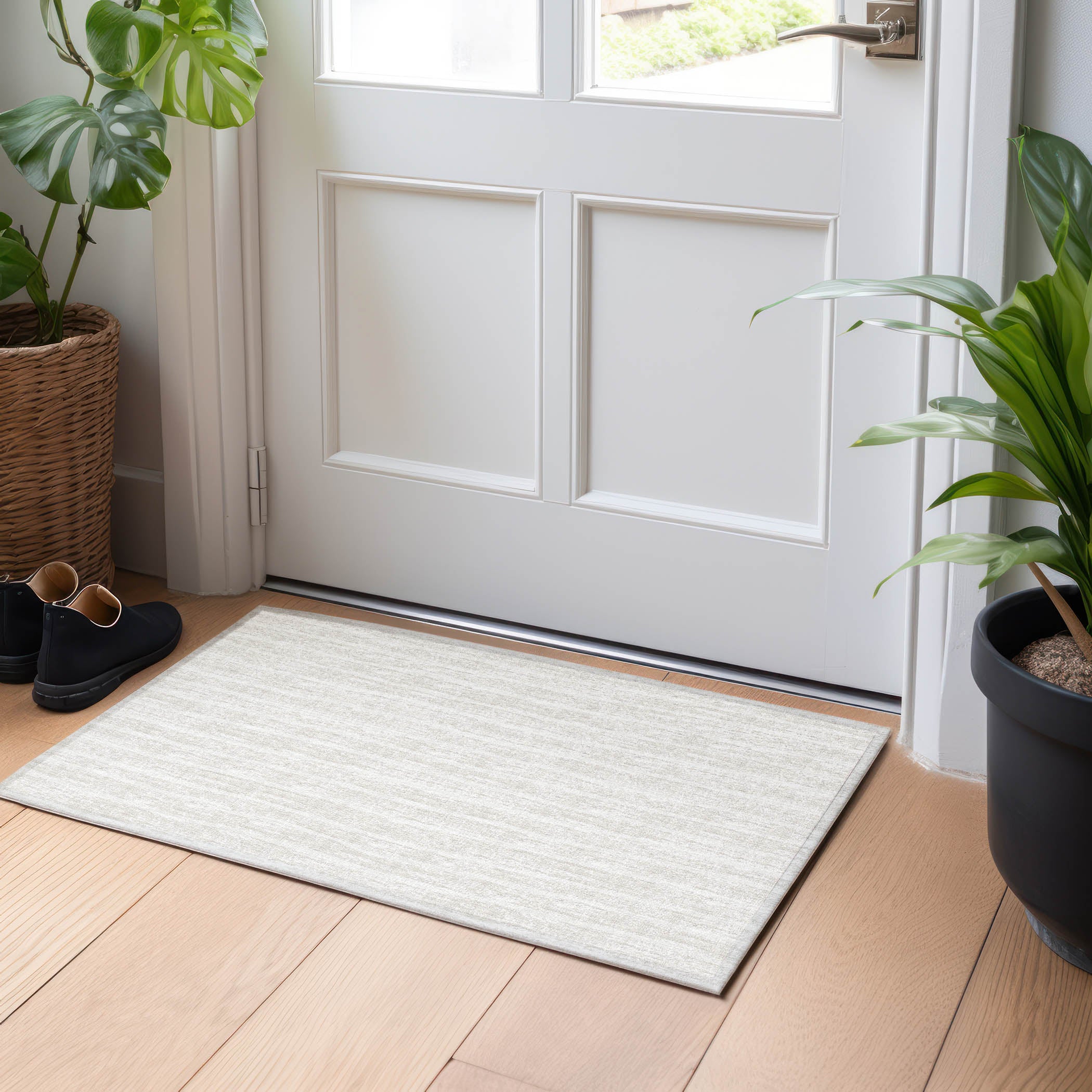 Colombo Machine Washable Transitional Linen Ivory Rug 1'8" x 2'6" #shape_Rectangle