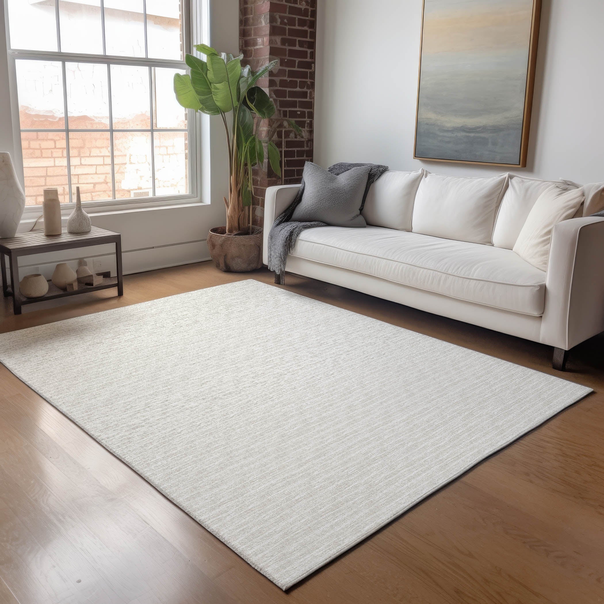 Colombo Machine Washable Transitional Linen Ivory Rug 2'6" x 3'10" #shape_Rectangle
