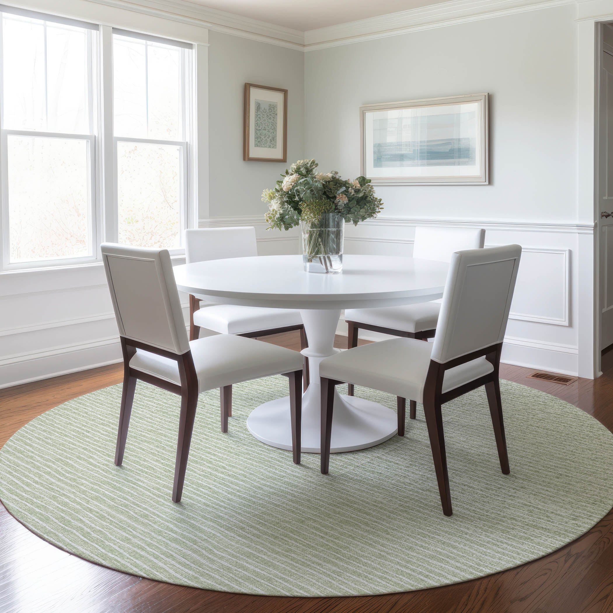 Colombo Machine Washable Transitional Mist Green Rug 8' x 8' #shape_Round